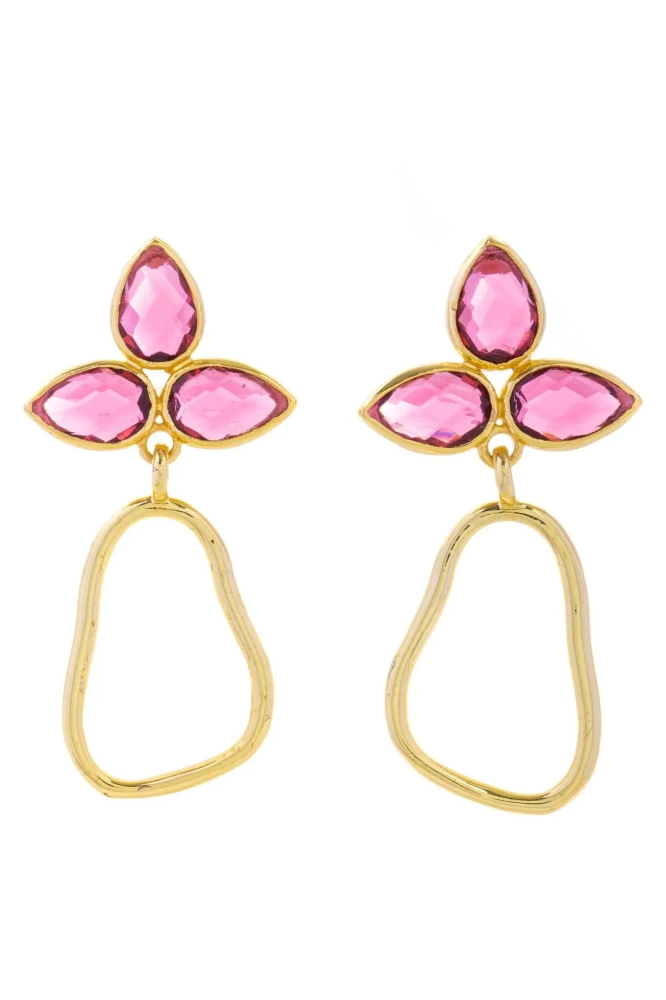 Triple Gemstone Abstract Dangle Earrings for Women - Elegant Bohemian Jewelry for Party, Wedding & Special Occasions