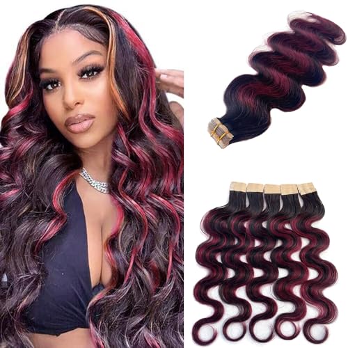 #1B Natural Black Mixed Burgundy Body Wave