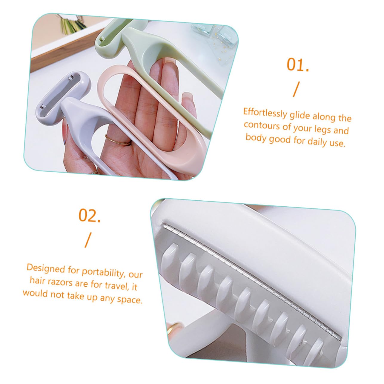 2-Pack Grey Resin Manual Body Hair Trimmer & Armpit Shaver - Dual Blade Razor for Smooth Skin, Clothes & Armpit Hair Removal - Perfect for Travel, Gym & Personal Grooming