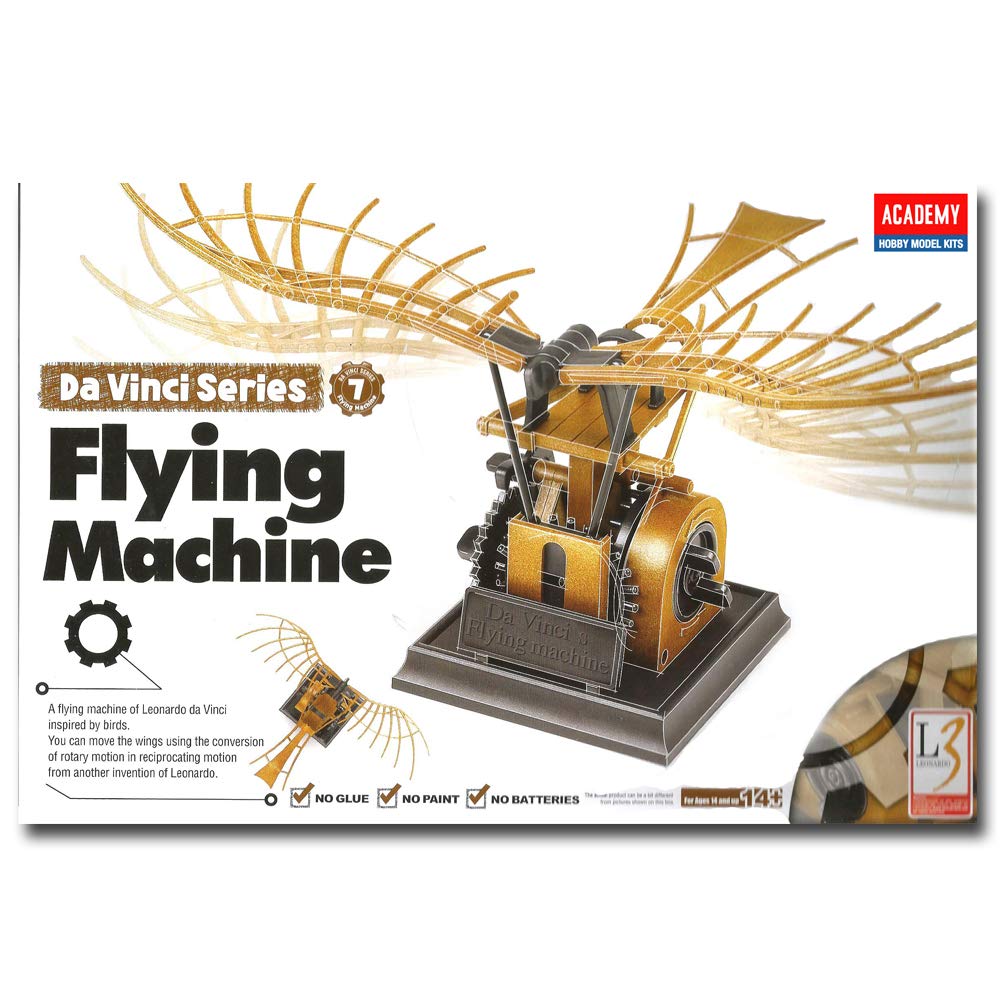 Da Vinci Flying Machine Model Kit - DIY Wooden Aircraft Toy for Kids & Adults - STEM Educational Building Project for Home, School & Office Display