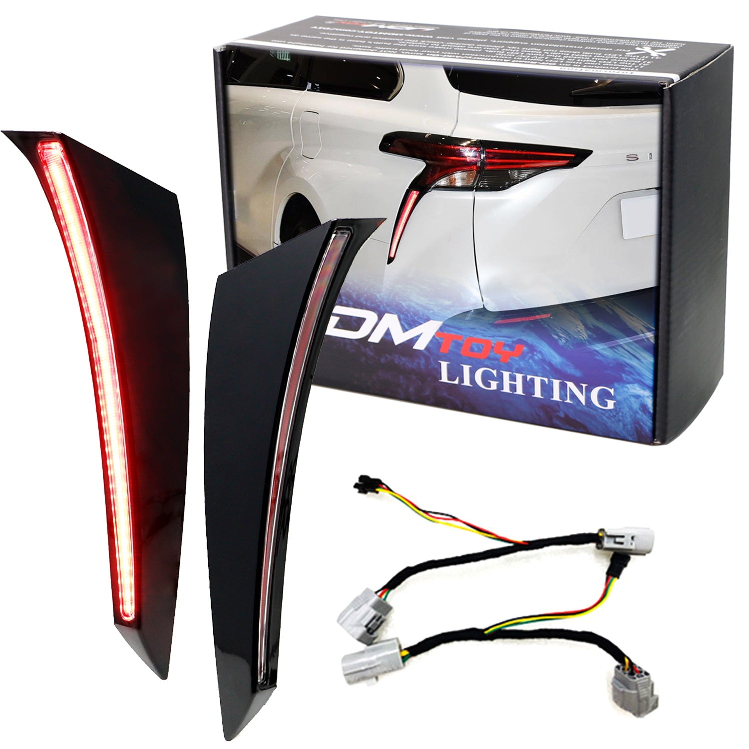 21+ Toyota Sienna Dark Red LED Tail Lights | Rear Side Pillar Brake Light Trims | Durable & Stylish Upgrade for Night Driving & Enhanced Safety