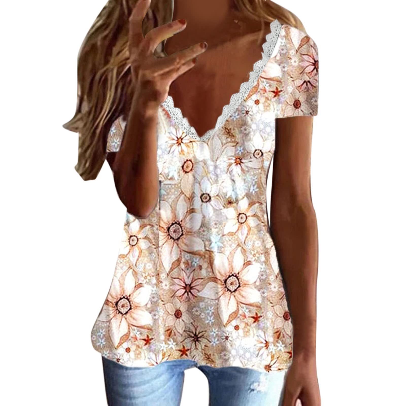 Women's Floral Tunic Top - Elegant Casual Blouse for Summer, Dressy Tunic Shirt to Wear with Leggings | Perfect for Office, Date Night & Weekend Outings