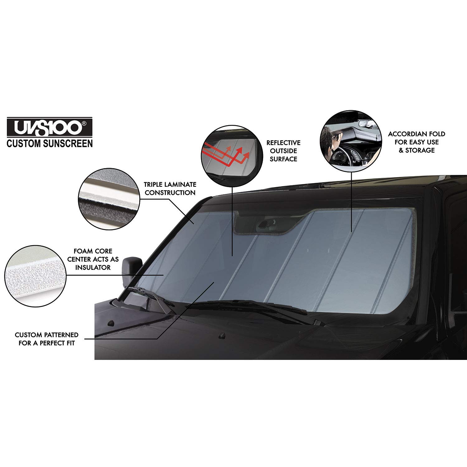 Covercraft UVS100 Custom Sunscreen for Audi - UV11579BL Blue Metallic UV Protection Car Sunshade | Perfect for Summer Driving, Road Trips & Parking in Direct Sunlight