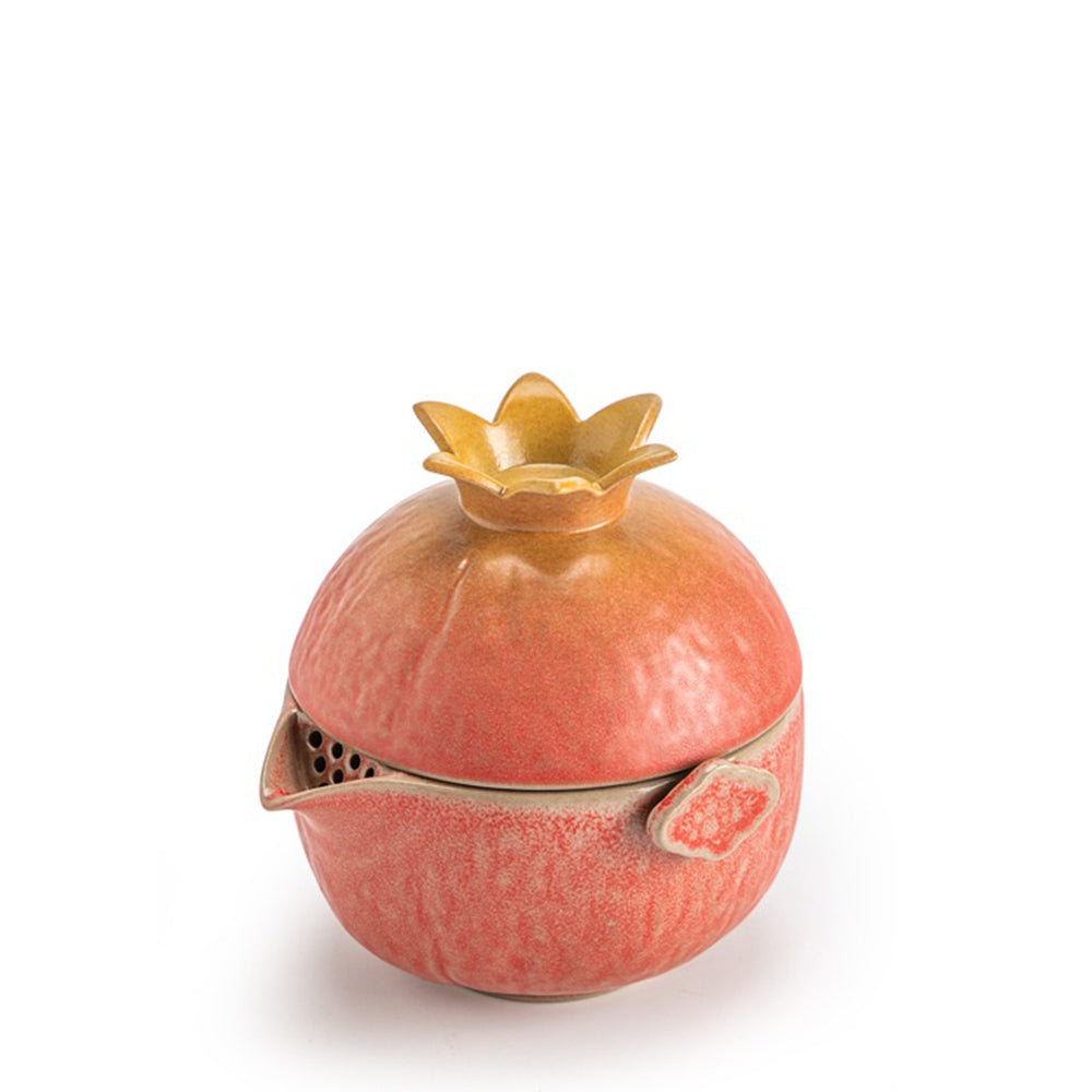 Premium Pomegranate-Shaped Travel Tea Set - Portable Ceramic Tea Infuser & Cup for Camping, Office, and On-The-Go Tea Lovers
