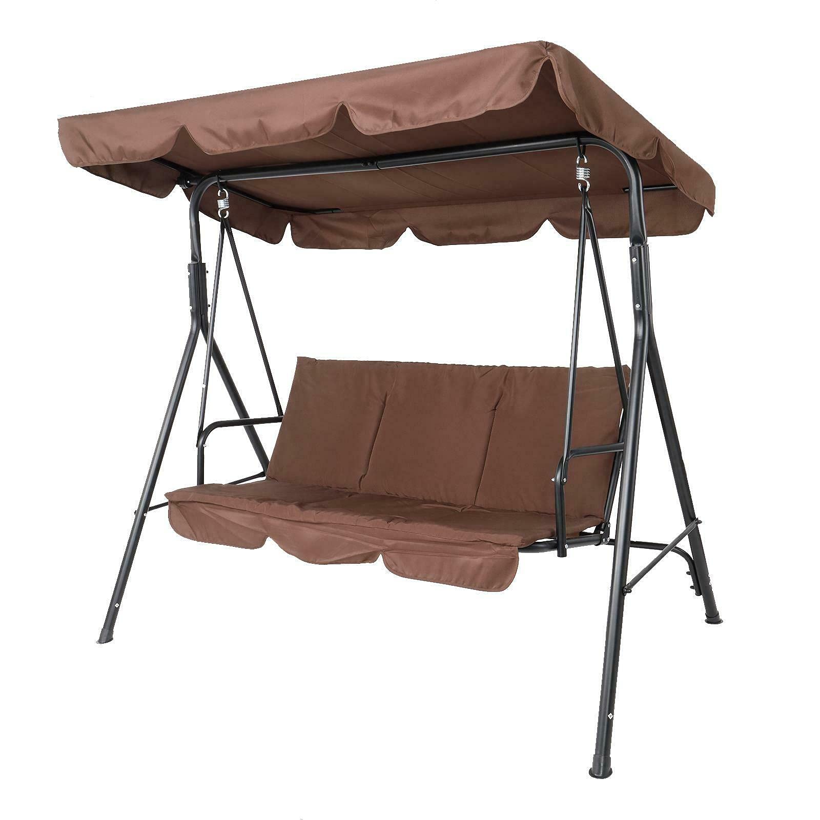 3-Person Outdoor Swing Chair with Canopy & Removable Cushion - Hanging Garden Bench, Patio Swing for Porch, Backyard & Deck - Perfect for Relaxing, Lounging & Outdoor Entertaining
