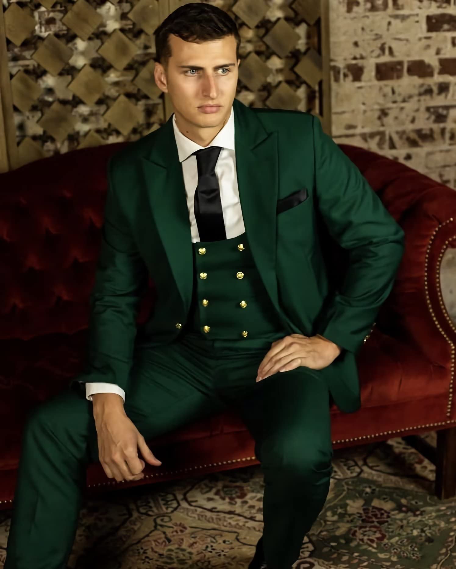 3 Piece Slim Fit Wedding Suit for Men - Tuxedo Blazer Vest & Pants Set - Formal Prom Suits for Groom, Groomsmen & Special Occasions - Perfect for Weddings, Proms & Black Tie Events