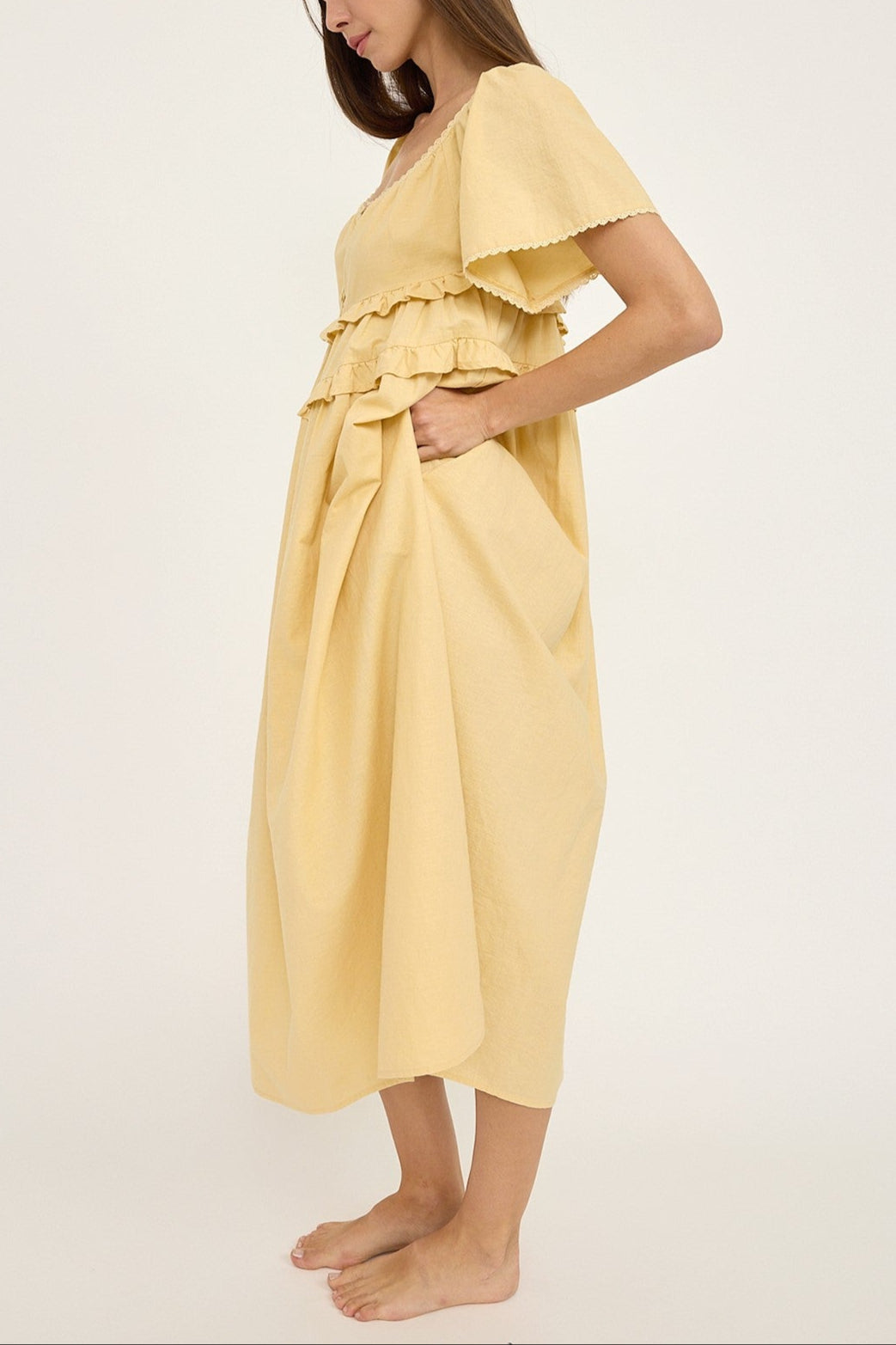 Sea La Vie Midi Dress - Flowy Summer Dress for Women | Sunshine Print | Perfect for Beach Vacations, Brunch Dates & Outdoor Weddings