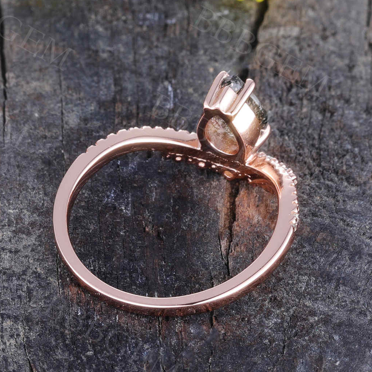 Art Deco Black Rutilated Quartz Pear-Shaped 7x5mm Engagement Ring - Vintage Inspired Wedding Band for Women, Perfect for Proposals, Anniversaries & Special Occasions
