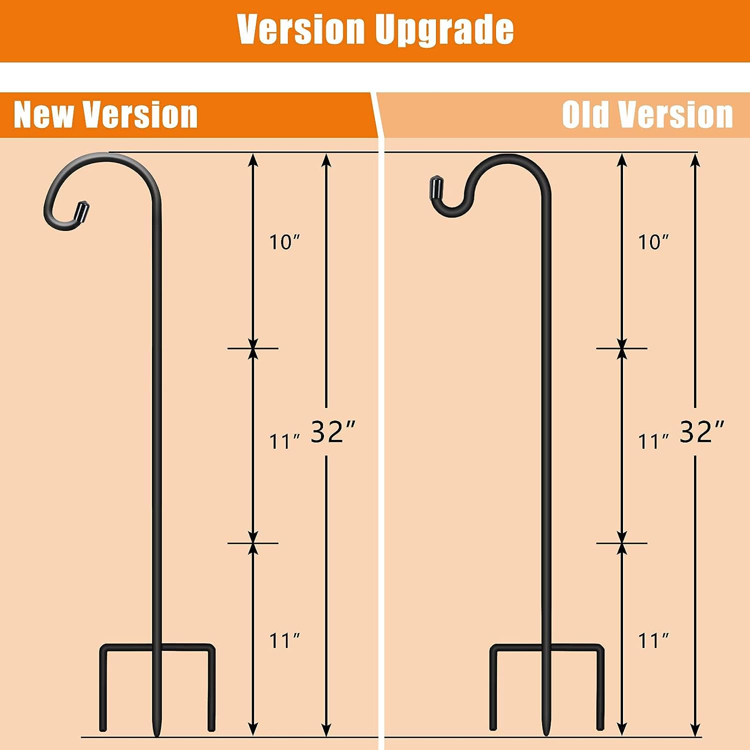 Gtongoko 32 Inch Adjustable Shepherds Hooks 4 Pack - Matte Black Garden Hooks for Hanging Plants, Lanterns, Bird Feeders & Solar Lights - Perfect for Outdoor Decor, Weddings & Mason Jar Displays