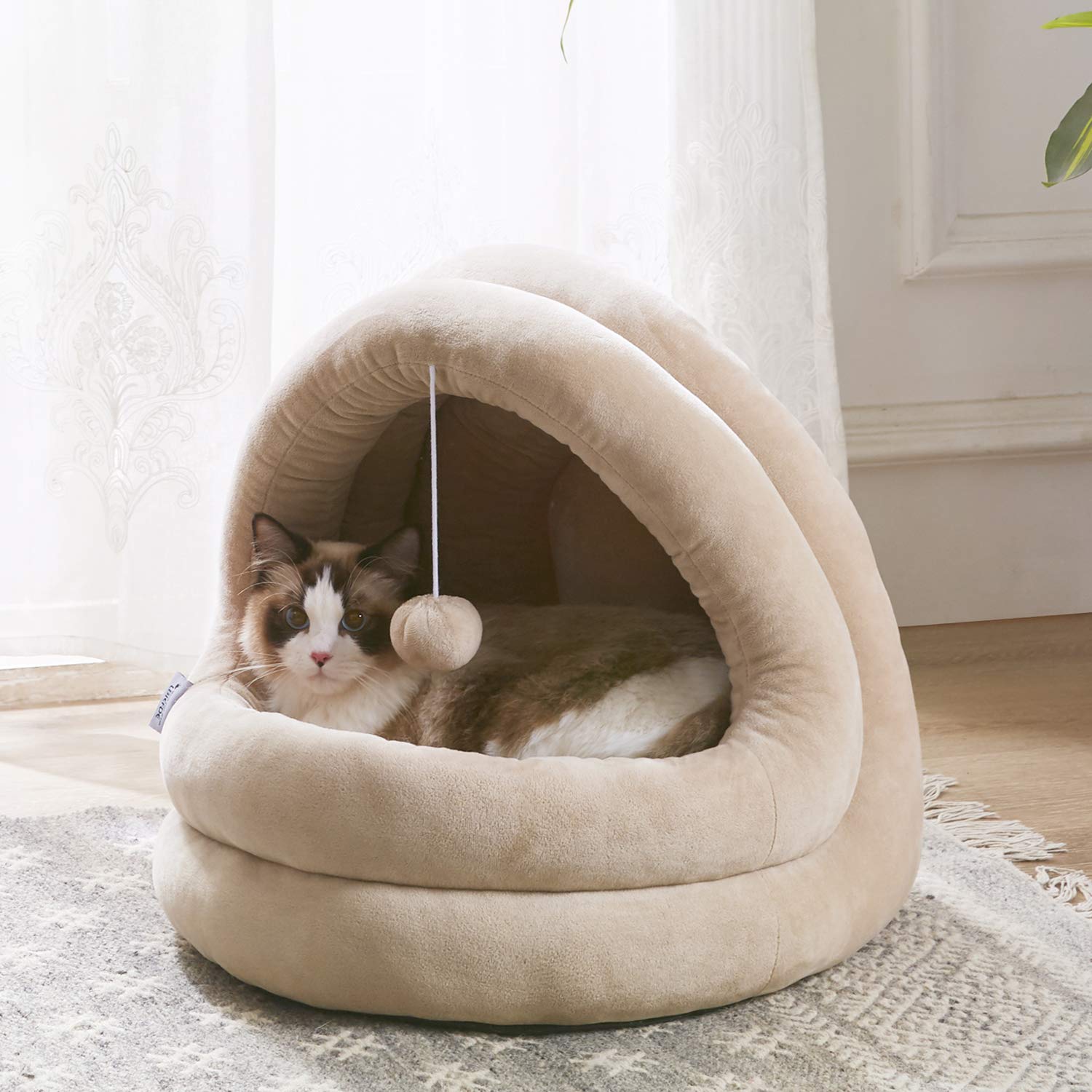 Western Home WH 2-in-1 Pet Tent & Cave Bed for Cats and Small Dogs - Removable Washable Cat Hut with Anti-Slip Bottom | Cozy Indoor Outdoor Cat Bed for Sleeping, Travel, Camping & Home Decor