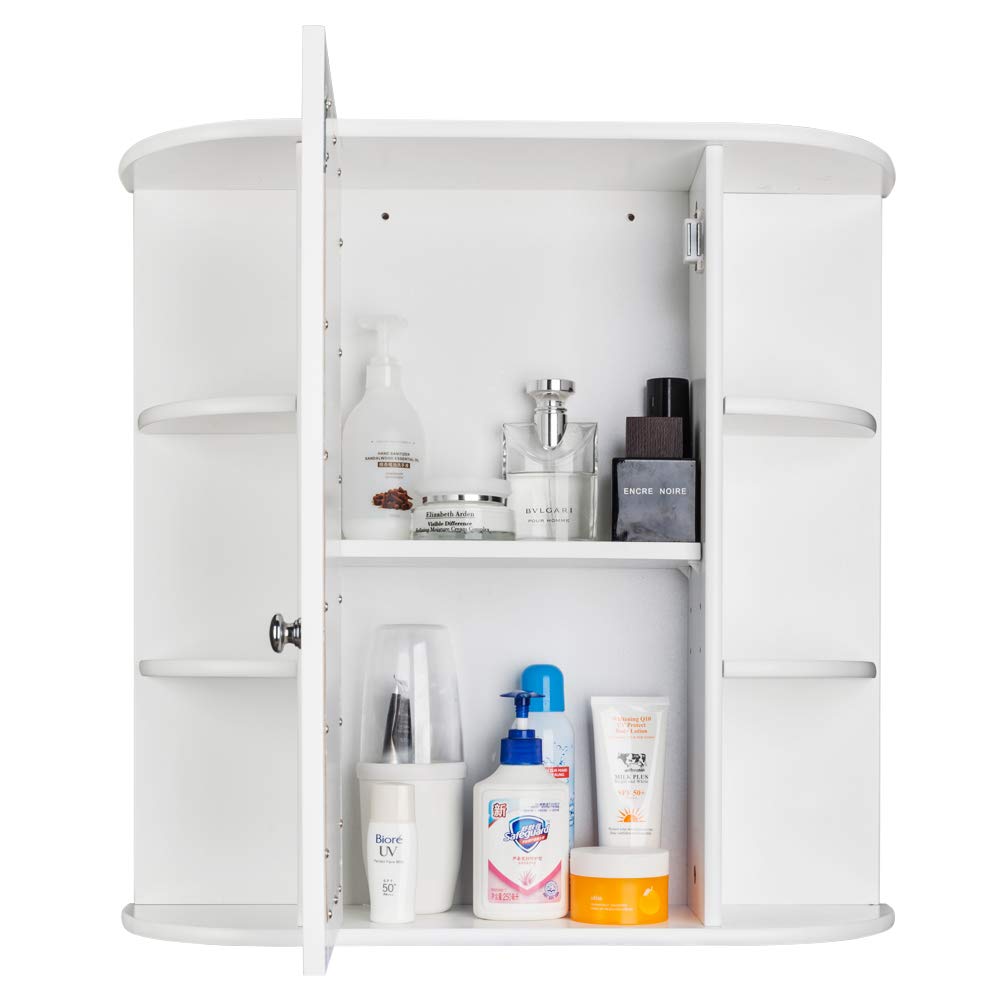 Wall-Mounted Bathroom Medicine Cabinet with Mirror - Adjustable 2-Tier Shelves Storage Organizer for Bathroom Essentials | Space-Saving Single Door Design for Small Bathrooms, Vanities & Powder Rooms