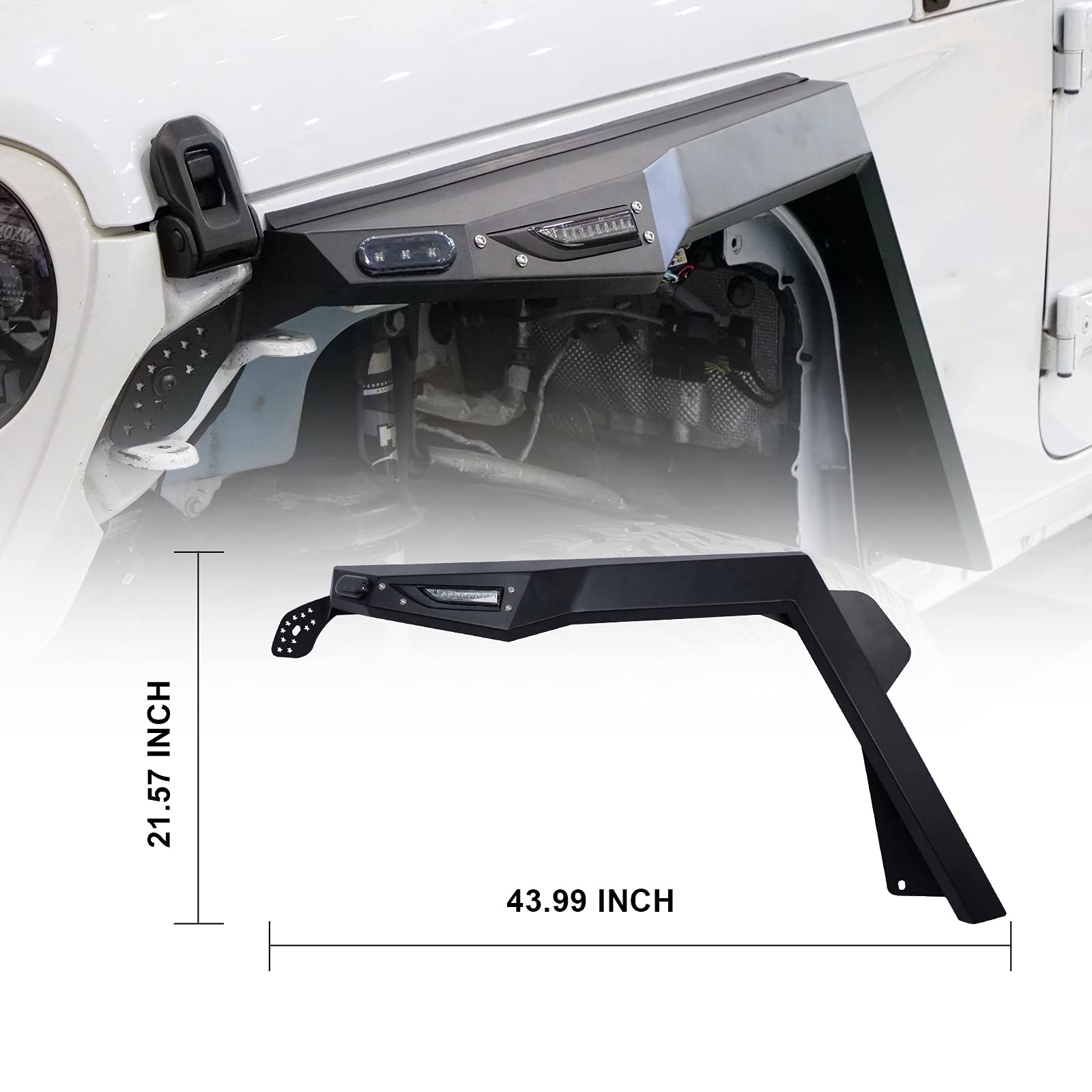 NIXON OFFROAD Front Fender Flares for 2018-2021 Jeep Wrangler JL with LED Turn Signals | Durable Off-Road Protection for Adventure & Trail Riding