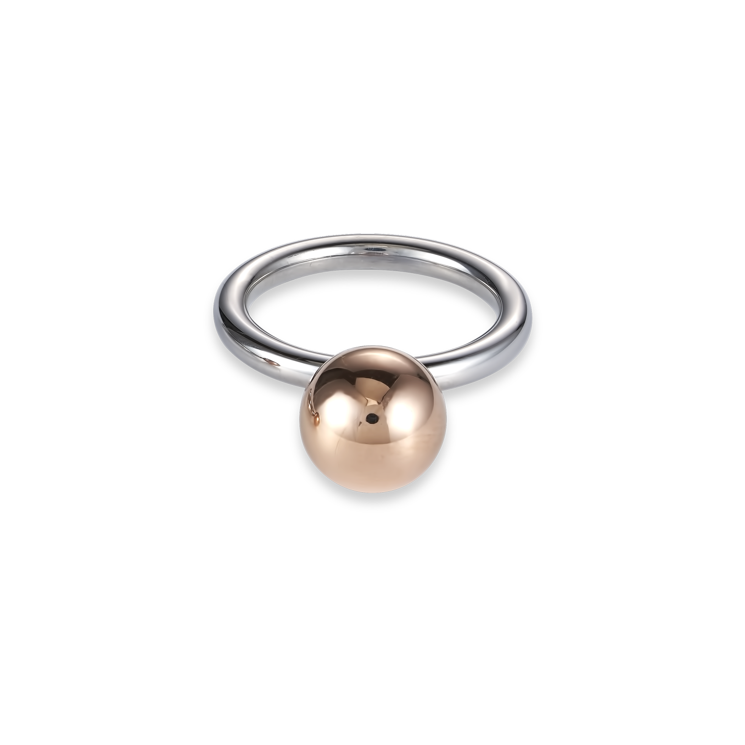 Stainless Steel Rose Gold Ring for Women - Large Ball Design, Elegant Jewelry Gift for Valentine's Day, Anniversary & Special Occasions