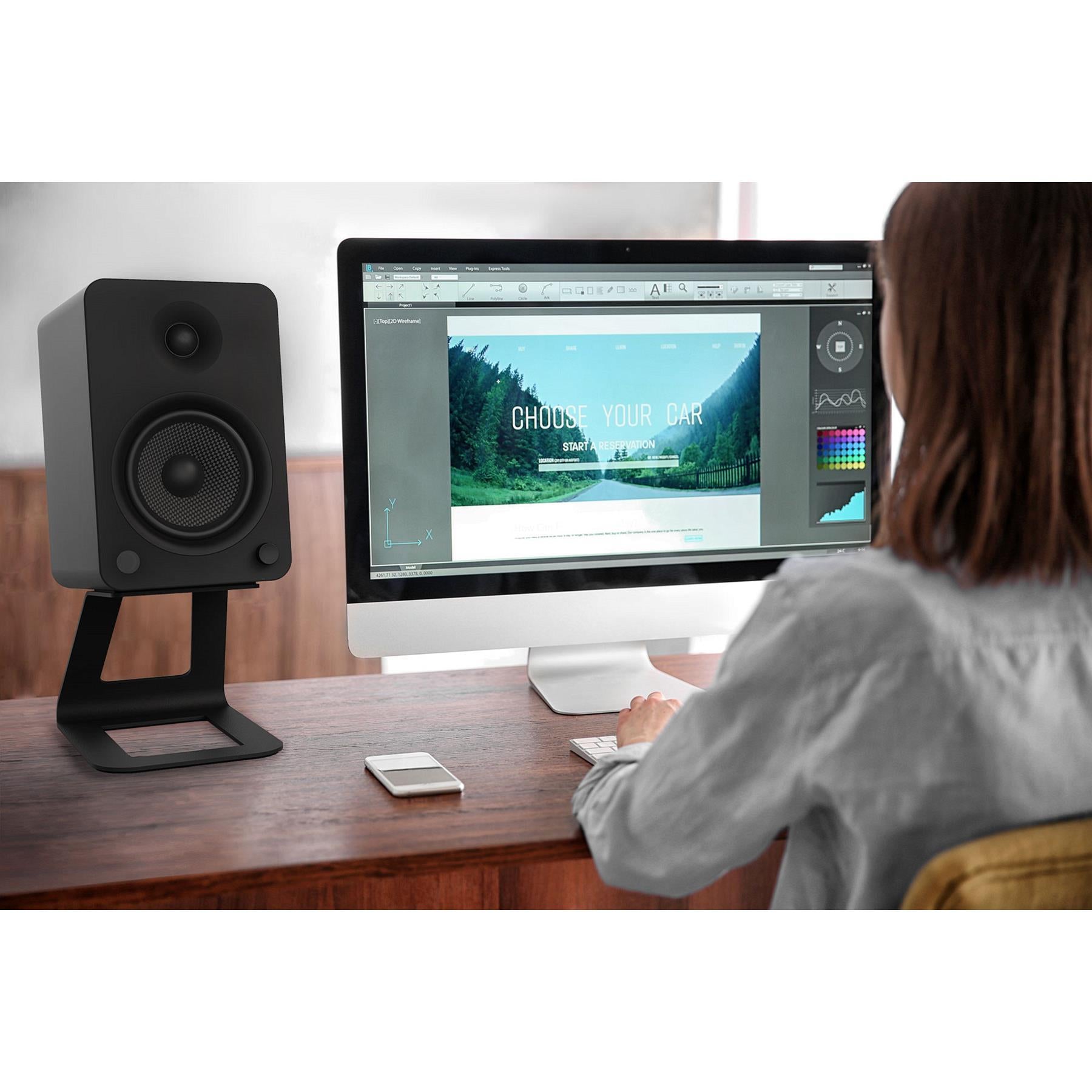 Kanto YU6 Powered Bluetooth Bookshelf Speakers with Phono Preamp - Premium Sound for Vinyl Records, Home Theater, Gaming & Music Streaming