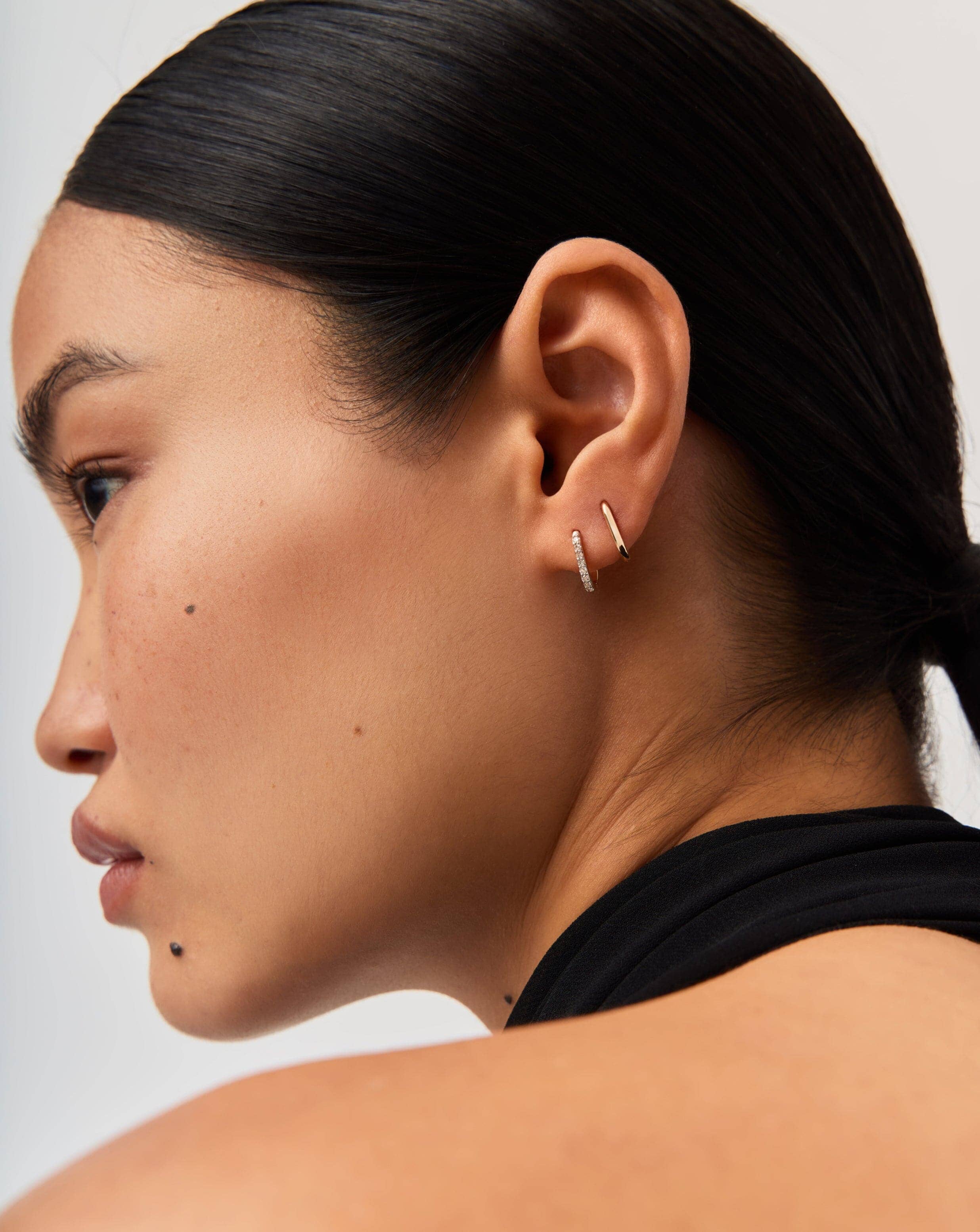 14K Solid Gold Mini Hoop Earrings for Women - Elegant Ovate Design, Hypoallergenic Fine Jewelry - Perfect for Everyday Wear, Date Nights & Special Occasions