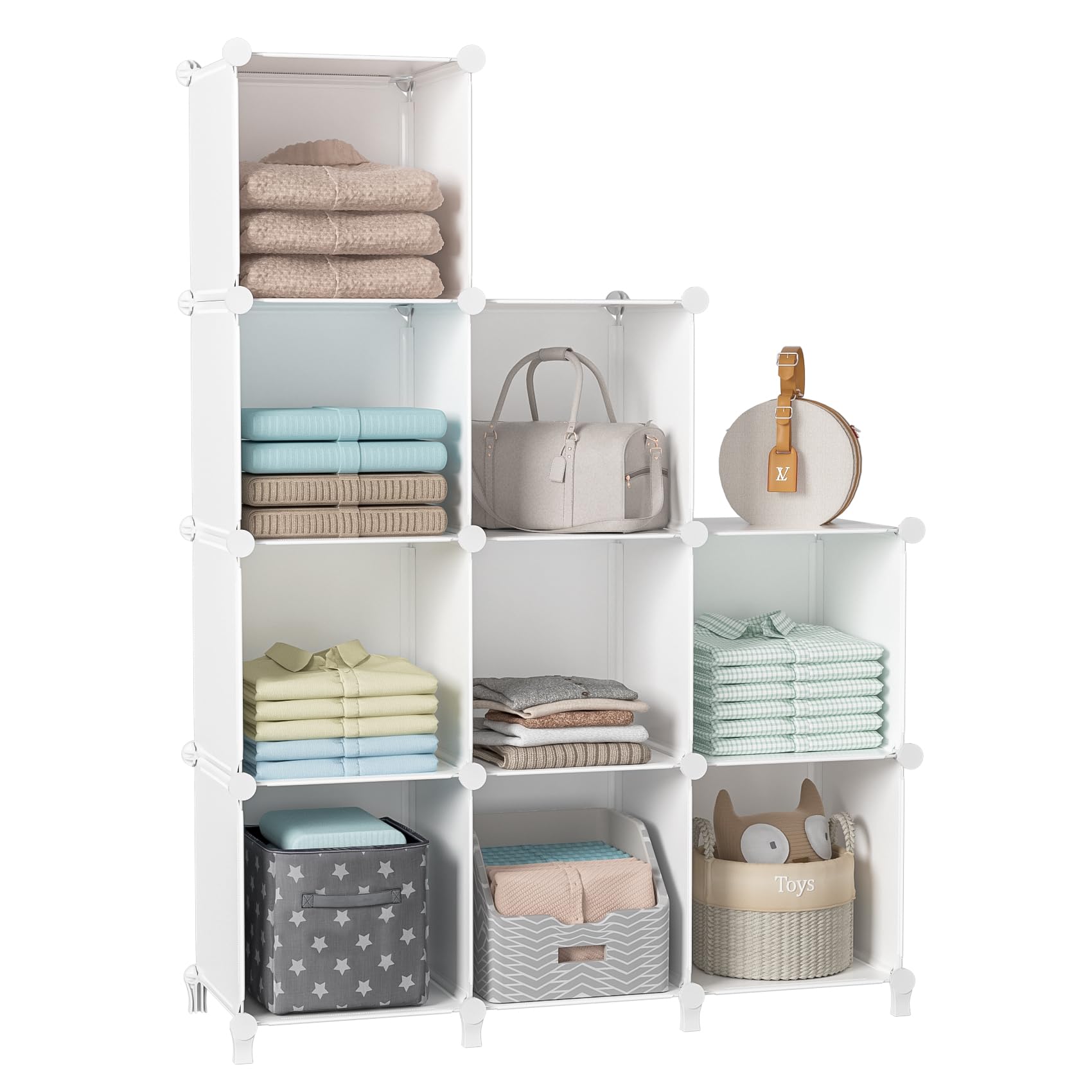 9-Cubby Closet Organizer - White Storage Shelf for Clothes, Books & Yarn | Bedroom Organization