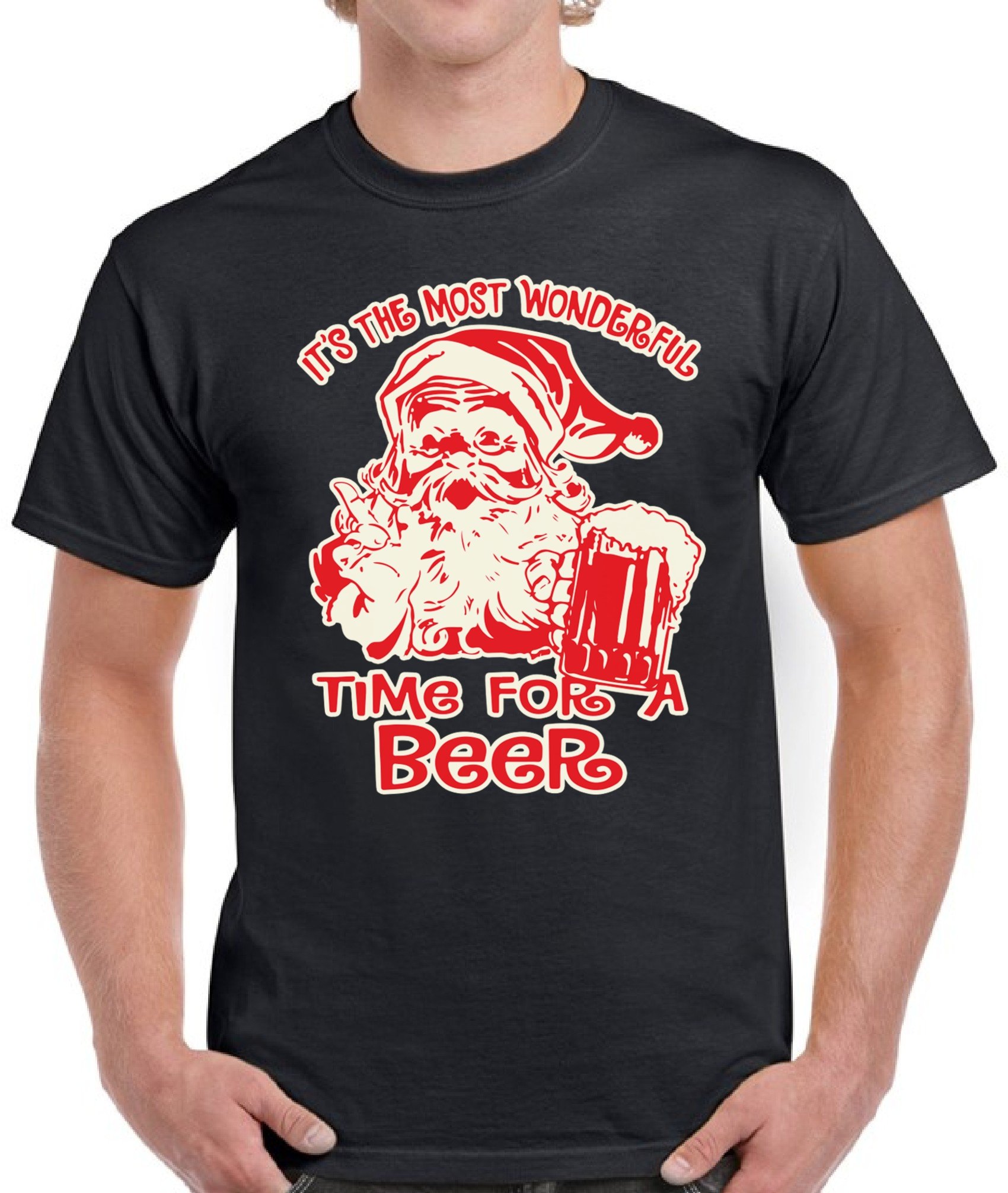 Funny Santa Beer Shirt for Men - Ugly Christmas T-Shirt with Holiday Design - Perfect for Christmas Parties & Gift Giving