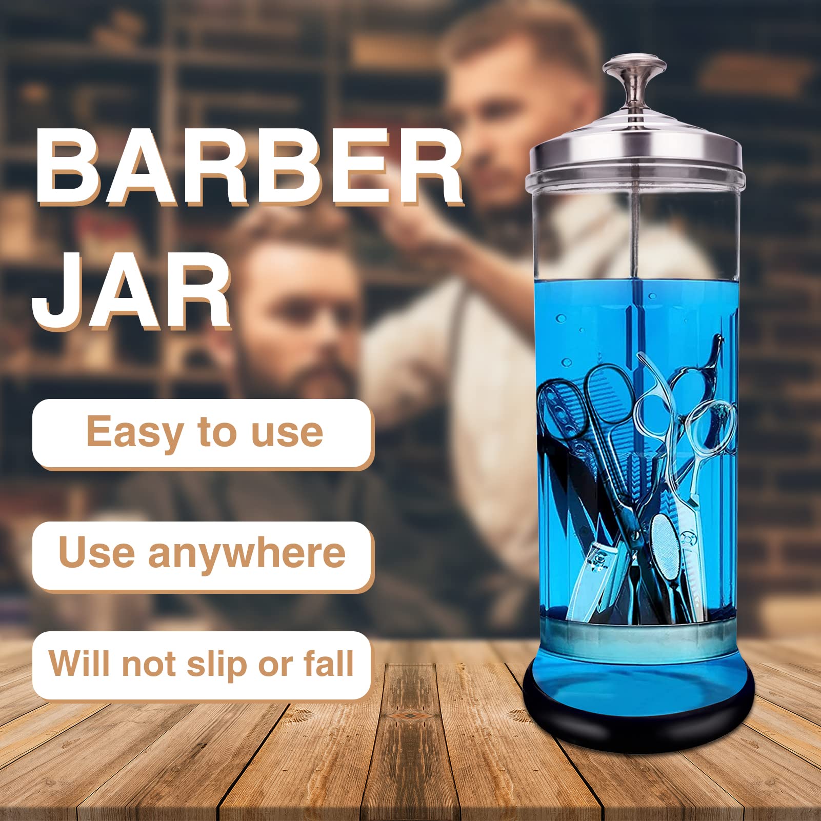 **50oz/1500ml Disinfectant Sterilizer Jar for Barber & Nail Tools - Durable Glass Container for Salon, Barber Shop & Home Use - Hair Styling, Manicure & Pedicure Equipment Sanitizer**