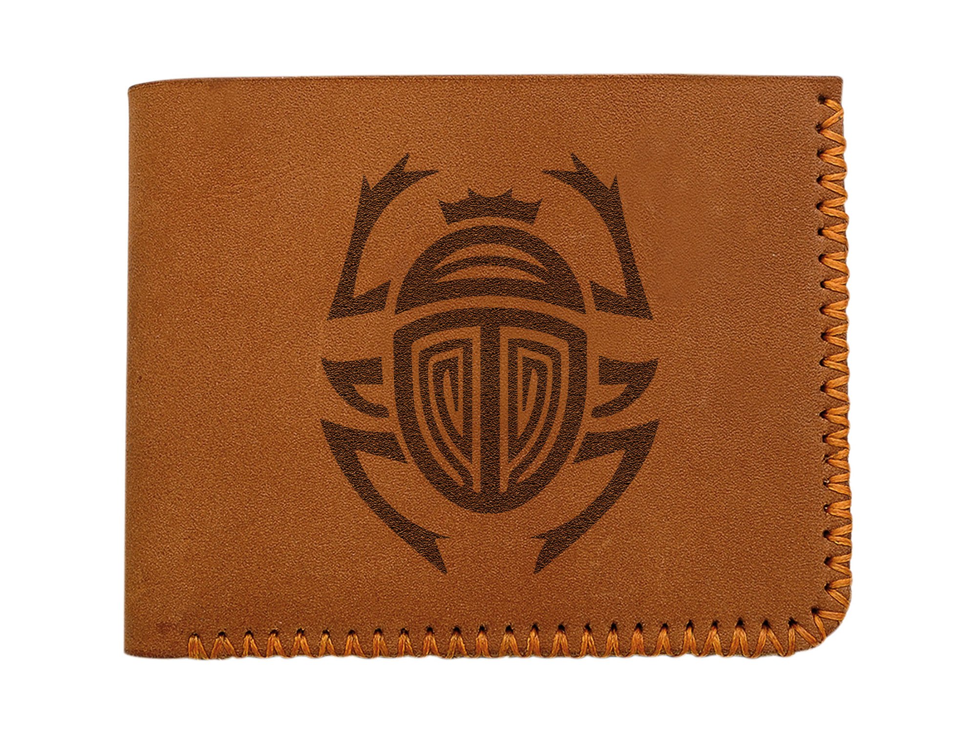Genuine Handmade Pull-Up Leather Wallet for Men - Scarab Abstract Design - Durable & Stylish for Everyday Use, Travel & Gifts