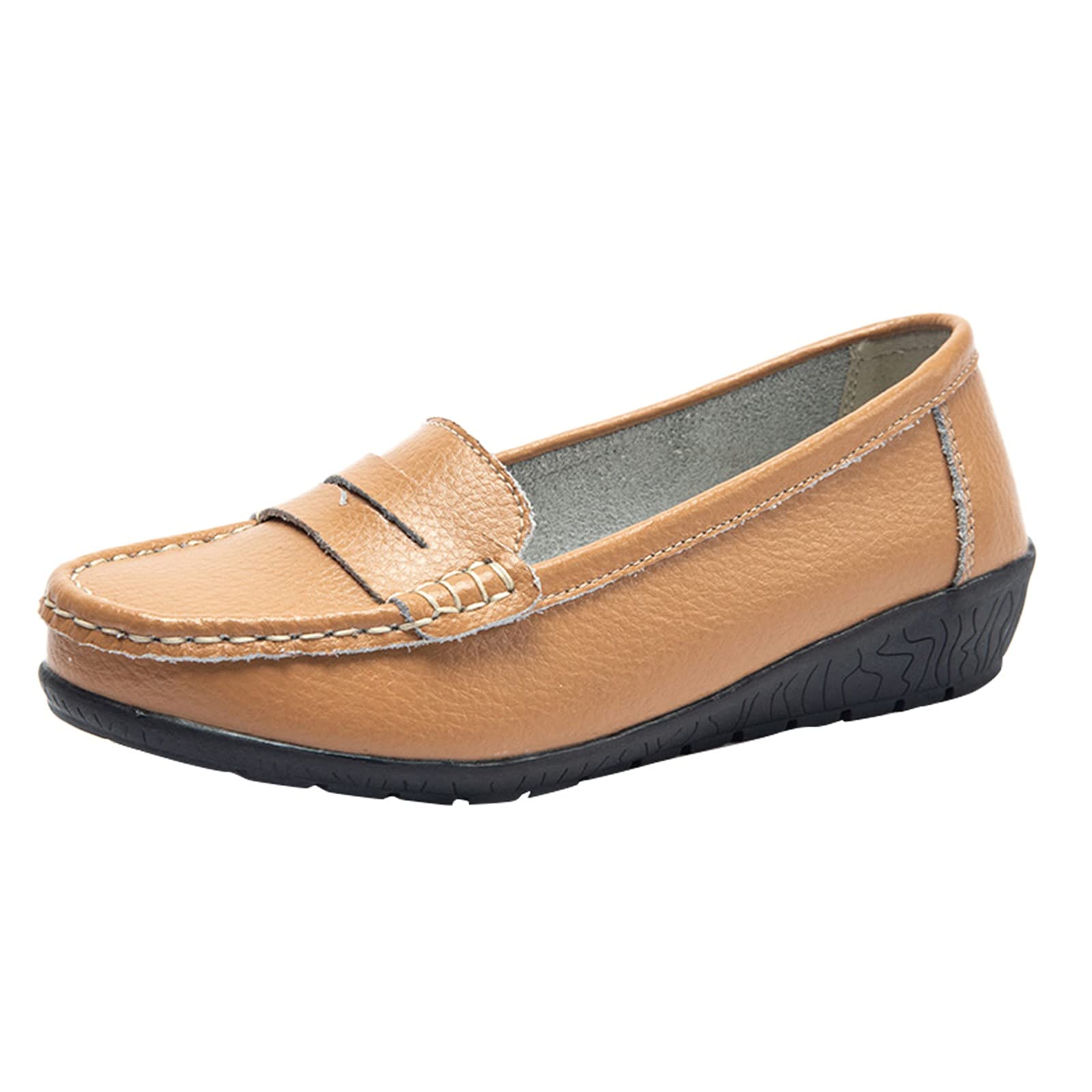 DHENLI Women's Casual Loafers - Single Color Flat Shoes for Running & Everyday Wear | Comfortable Solid Slip-On Sneakers for Work, Walking & Travel
