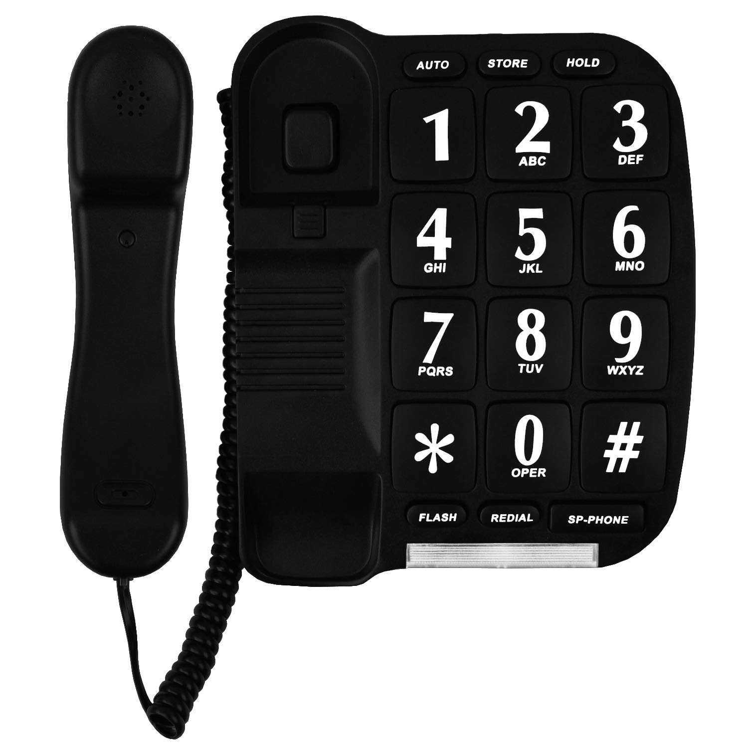 Large Button Corded Phone for Seniors - Wall Mount or Desktop Telephone with Loud Speaker & Caller ID Memory - Perfect for Elderly, Home, and Office Use