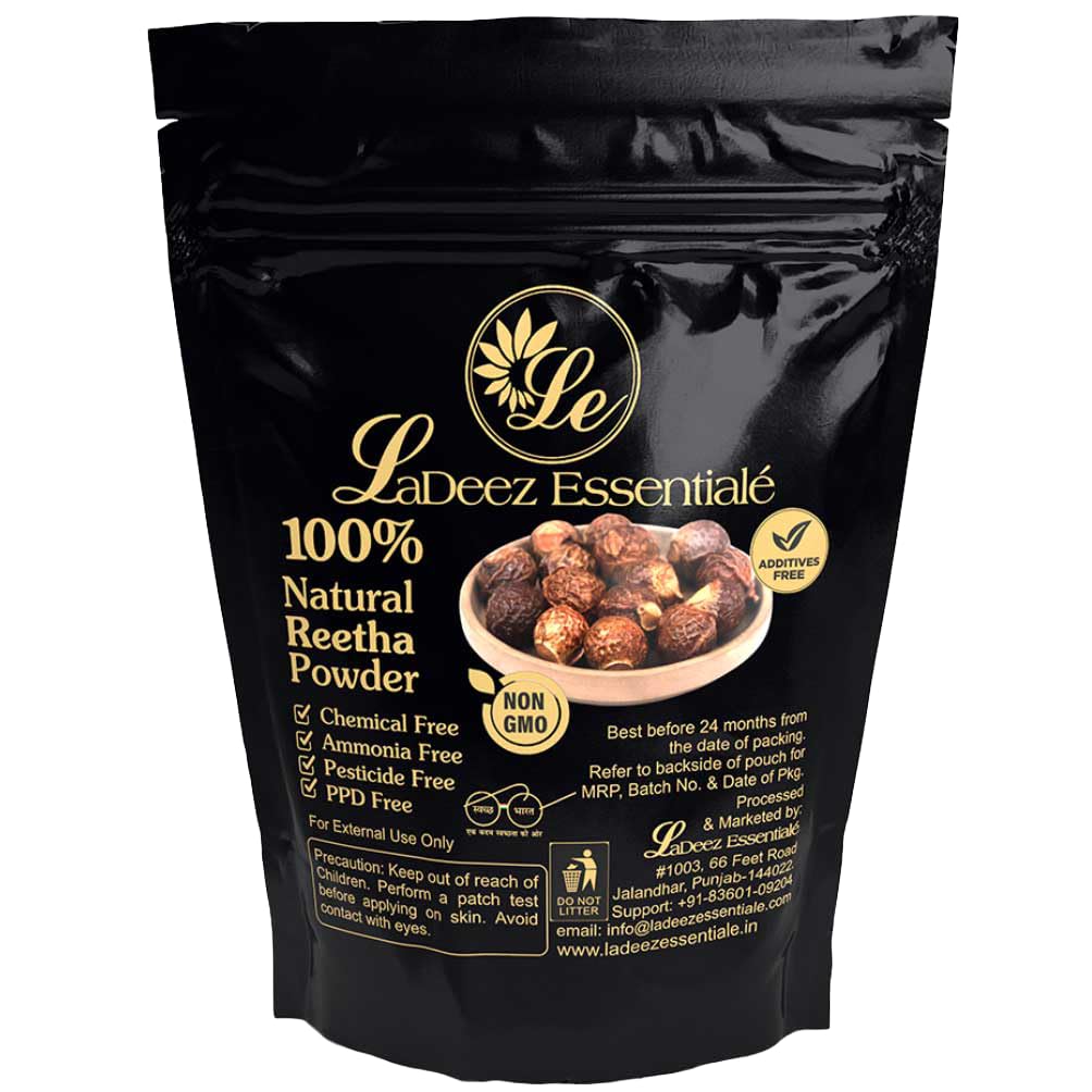 LaDeez Essentiale Reetha Powder - 200g Natural Hair Cleanser & Scalp Care Solution for Shine & Growth | Gentle Ayurvedic Shampoo Alternative for All Hair Types | Perfect for Daily Wash, Detox & Hair Spa Treatments