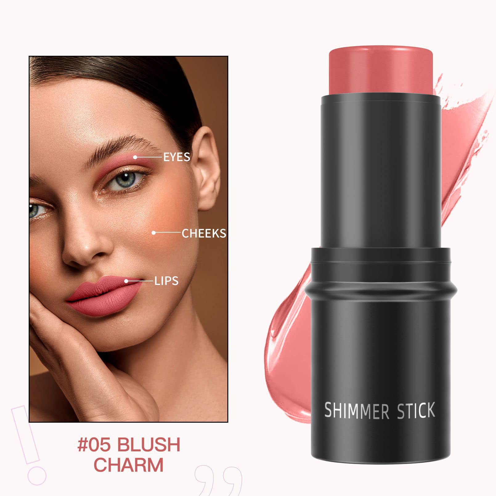 5-in-1 Multifunctional Makeup Stick Set - Cream Blush, Highlighter, Contour & Lip Tint for Mature Skin (Rose Shade) | Perfect for Daily Makeup, Special Occasions & On-The-Go Touch Ups