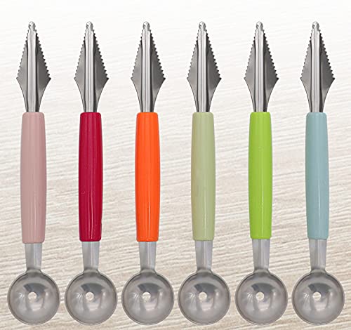 WOIWO 3-Piece Fruit Carving Knife Set - Professional DIY Ball Digger & Platter Carving Tools for Kitchen - Random Colors - Perfect for Fruit Sculpting, Garnishing & Food Presentation