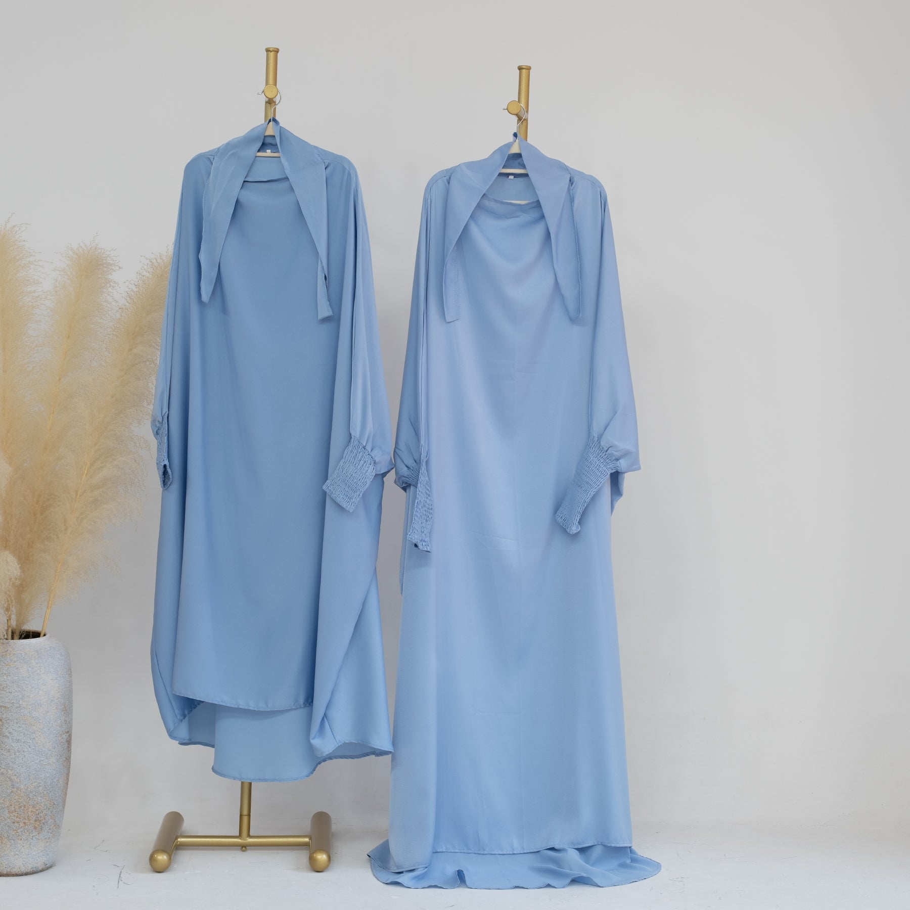 Marwa Kids Satin Jilbab Hijab - Soft Blue Islamic Headscarf for Girls | Perfect for School, Prayer & Special Occasions