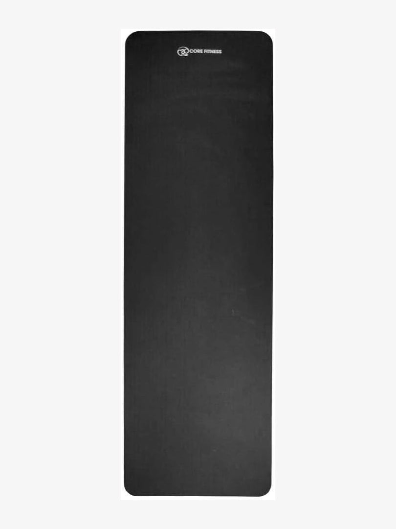 Yoga Mad Core Fitness Mat 10mm Thick Non-Slip Exercise Mat for Yoga, Pilates & Workouts - Premium Black Yoga Mat for Home & Studio Use
