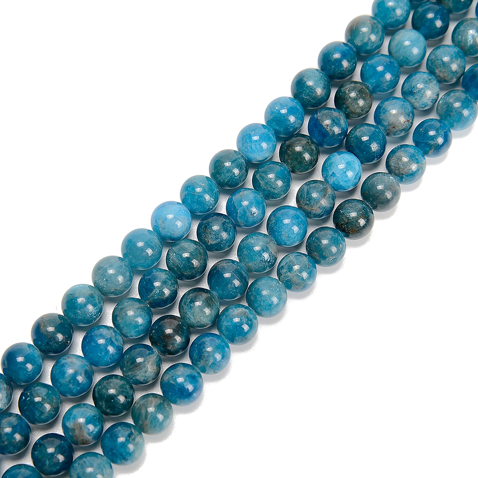 Premium Natural Blue Apatite Gemstone Beads - 6mm 8mm 10mm Smooth Round Beads - 15.5