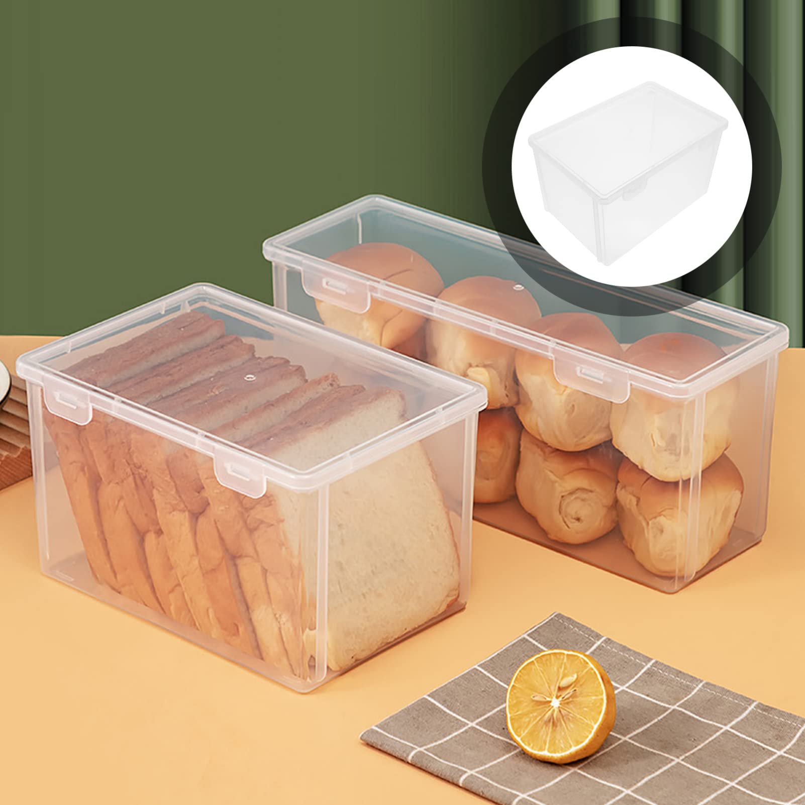 Clear Plastic Bread Storage Box for Kitchen Countertop - 8.37x5.78x5 inch Airtight Bread Keeper Container for Homemade Bread, Toast & Bakery Loaves - Perfect for Refrigerator Storage & Fresh Bread Organization