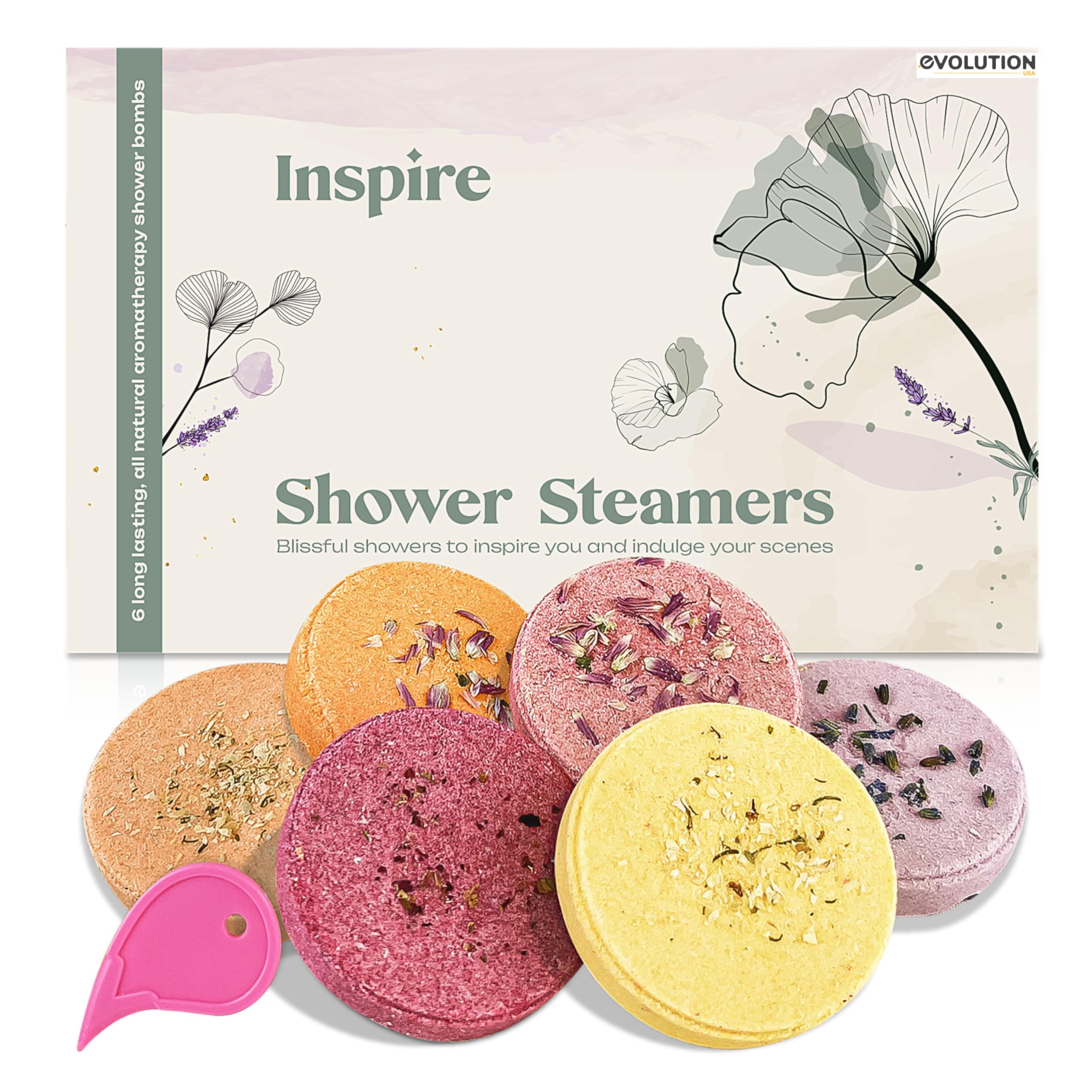 6 Organic Aromatherapy Shower Bombs for Mothers Day - Natural Shower Steamers Set with Essential Oils, Relaxing Self Care Gifts for New Moms, Runners & Stress Relief - Perfect for Spa Nights, Post-Workout Recovery & Home Relaxation
