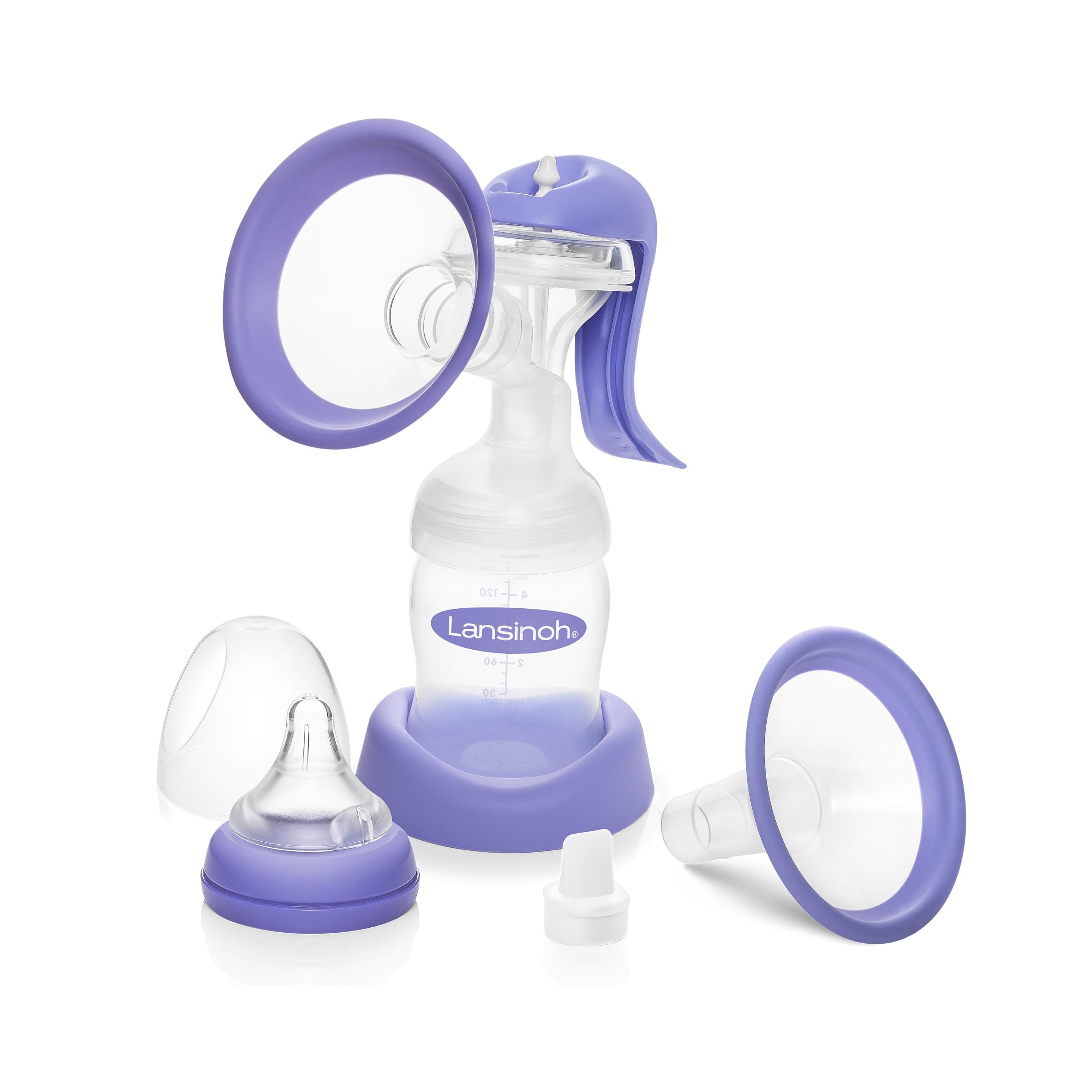 Lansinoh Manual Breast Pump - Comfortable Hand Pump for Breastfeeding Moms | Portable & Silent for Home, Office & Travel Use