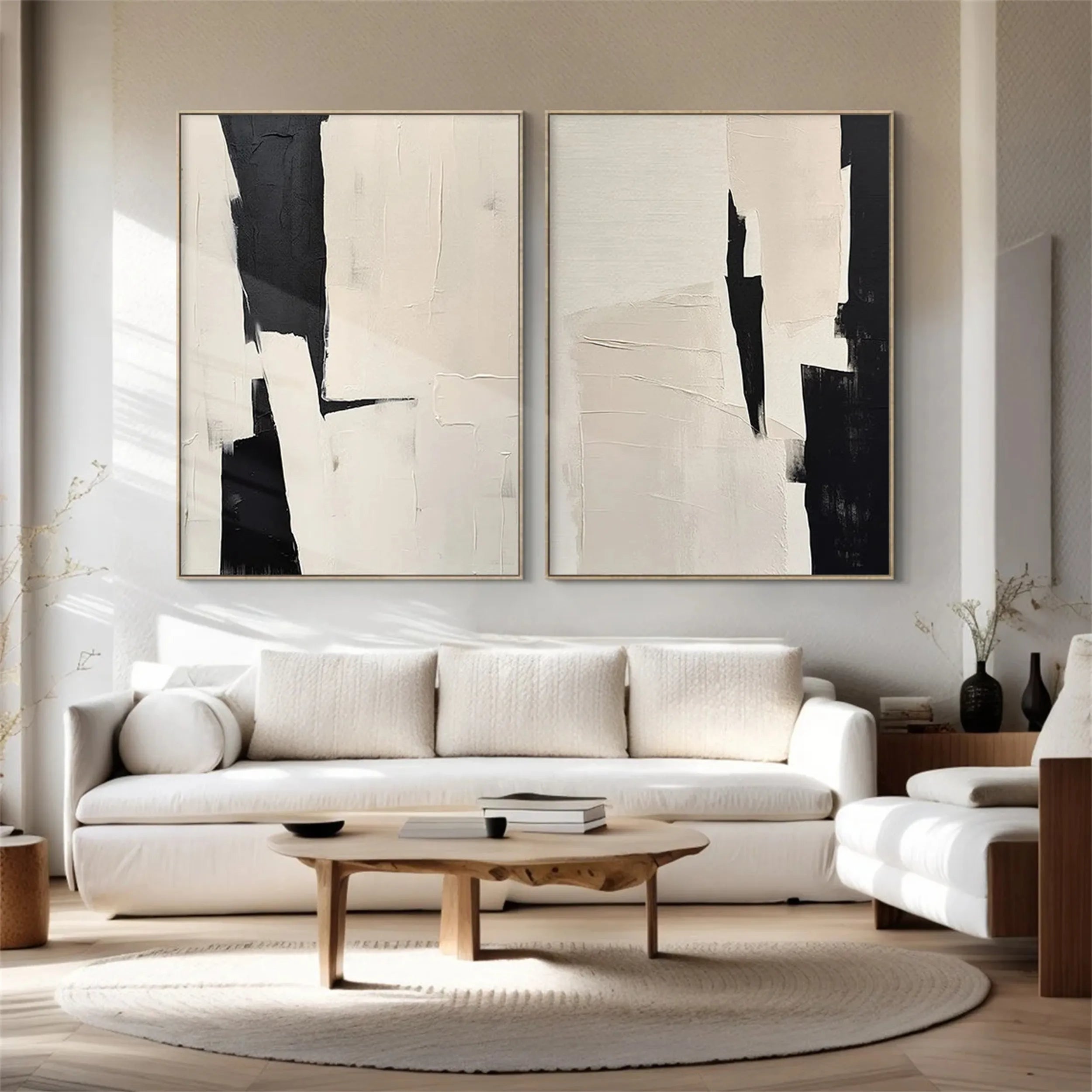 Abstract Tranquility Set of 2 Wall Art Paintings - Modern Minimalist Canvas Prints for Living Room, Bedroom & Office Decor #WS128