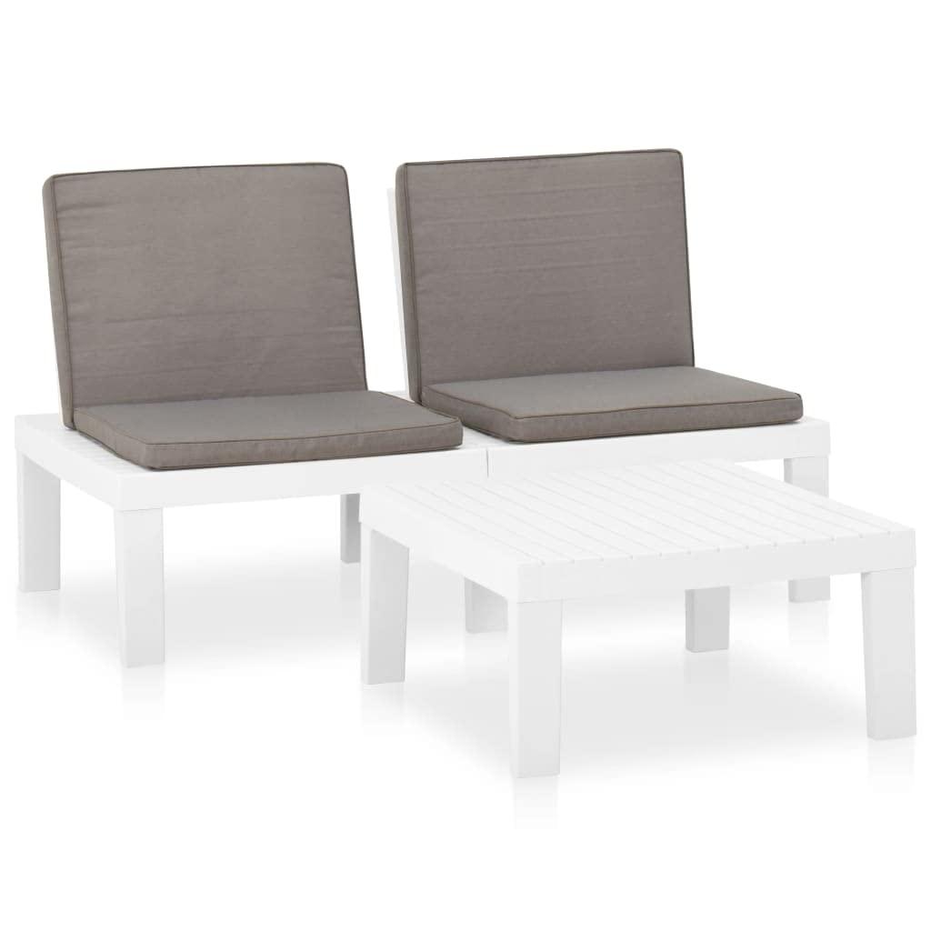 CHARMMA 2-Piece White Plastic Patio Lounge Set with Weather-Resistant Cushions - Outdoor Furniture for Poolside, Garden & Backyard Relaxation