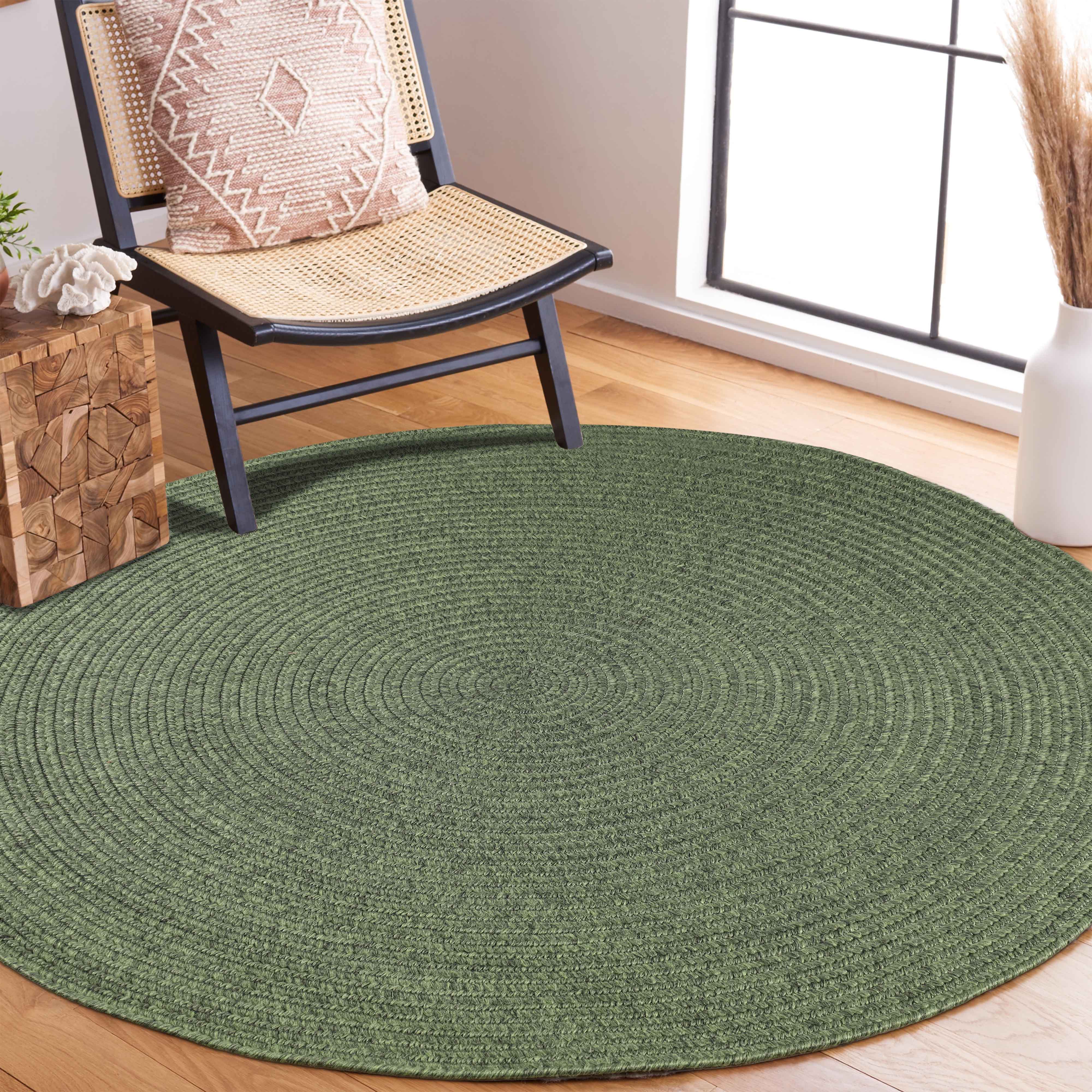 Bohemian Braided Round Area Rug - Indoor Outdoor Solid Woven Carpet for Living Room, Bedroom, Patio & Garden Decor