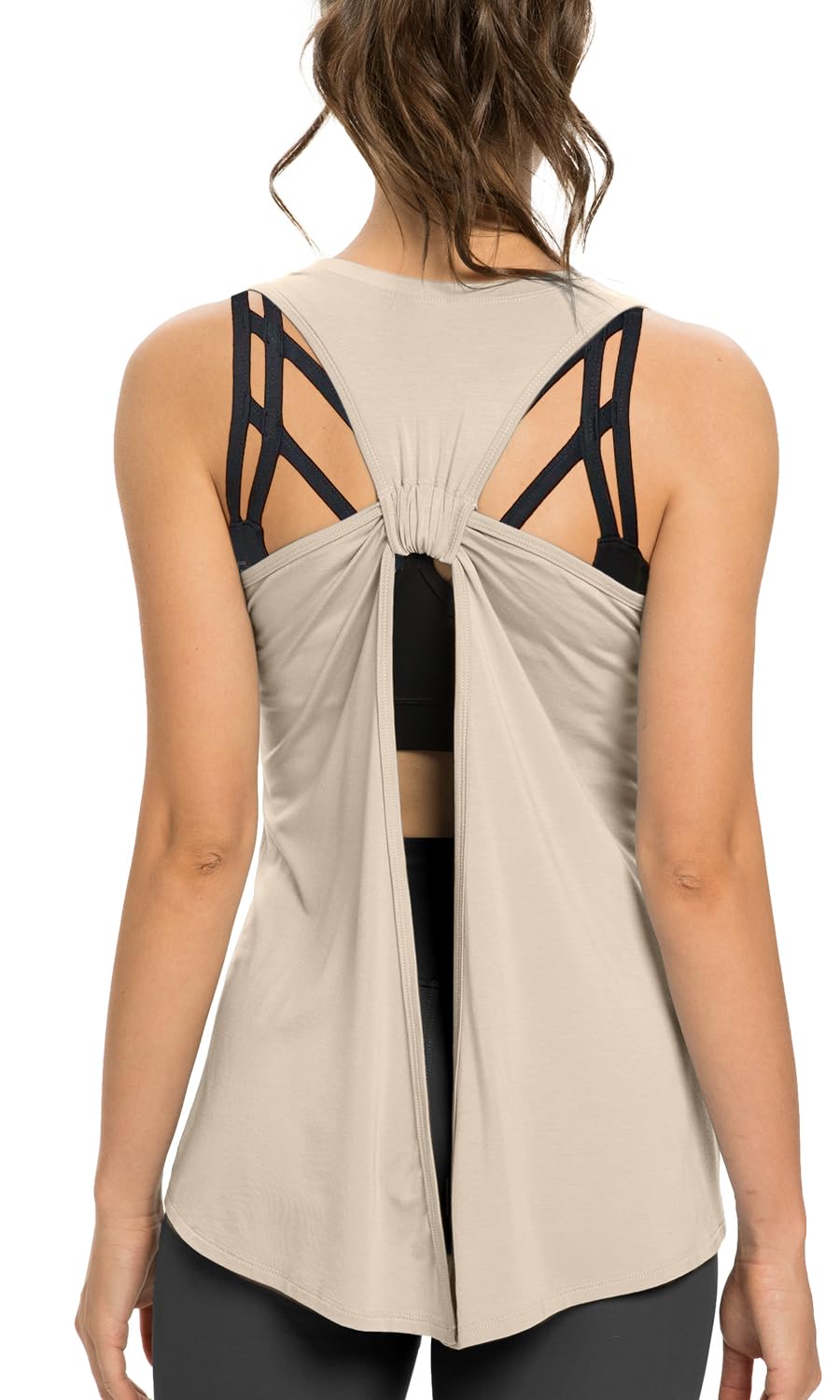 Sanutch Women's Open Back Workout Top - Breathable Backless Yoga Shirt with Tie Back Design for Gym, Yoga & Fitness - Perfect for Hot Yoga, Running & Summer Workouts