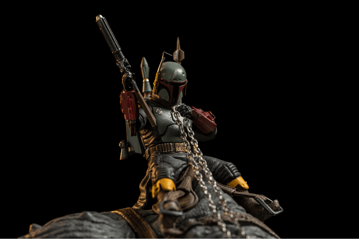 Iron Studios The Book of Boba Fett Boba Fett & Rancor Demi Art Scale Statue 1/20 - Premium Collectible Figure for Star Wars Fans, Perfect for Display in Home, Office, or Gaming Room