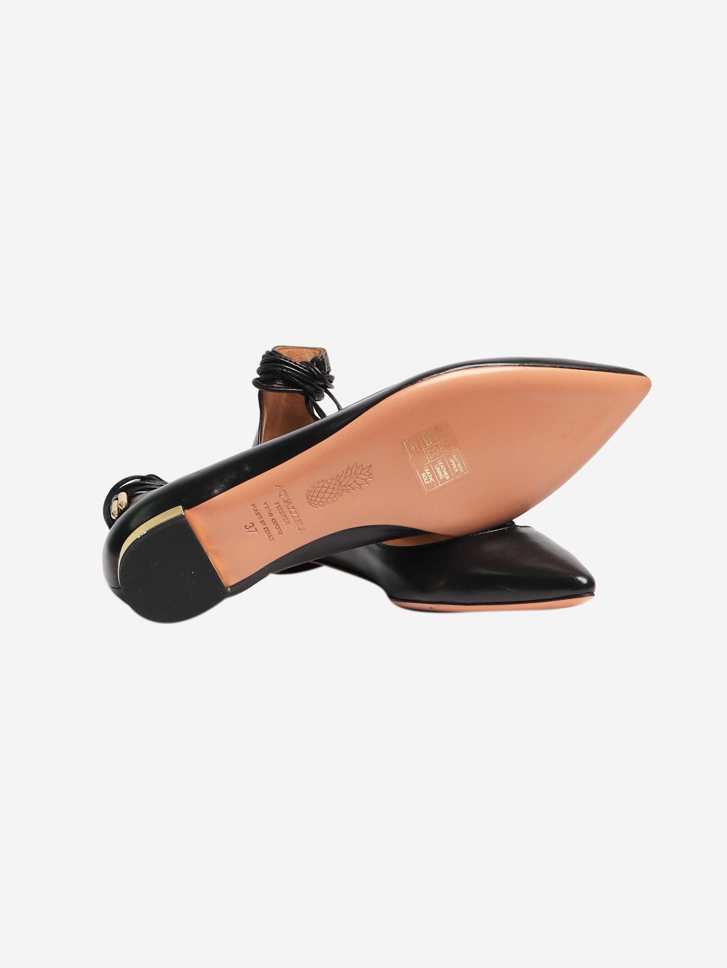 Black Leather Christy Flats Women's Size EU 37 (US 7) - Comfortable Slip-On Loafers for Office, Casual Wear & Travel