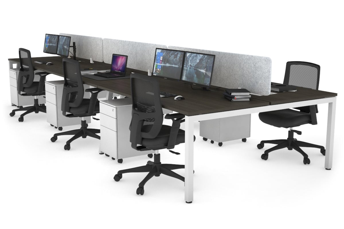 6-Person Office Workstation with Quadro Square Legs - 1600L x 800W Dimensions, Cable Management Scallop for Organized Workspace - Perfect for Open Office Layouts, Team Collaboration & Modern Workspaces
