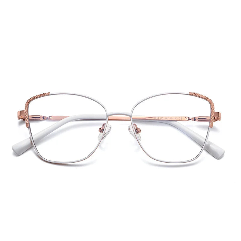 Brightzone Women's Full Rim Square Cat Eye Eyeglasses 73114 - Stylish Alloy Frame for Work, Reading & Fashion Accessories