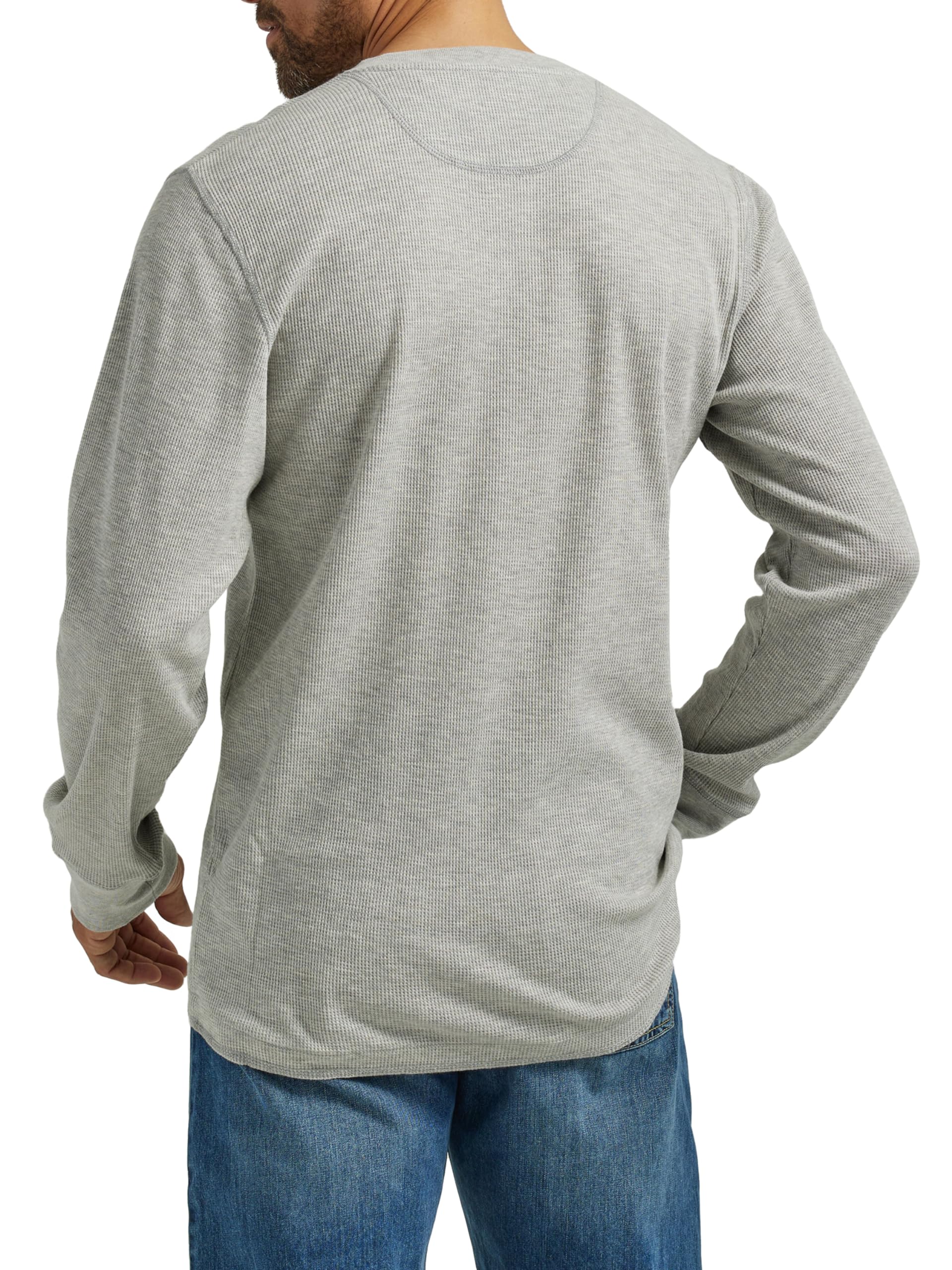 Wrangler Authentics Men's Long Sleeve Waffle Henley Shirt - Soft Thermal Cotton Top for Casual Wear, Outdoor Activities & Layering in Cold Weather