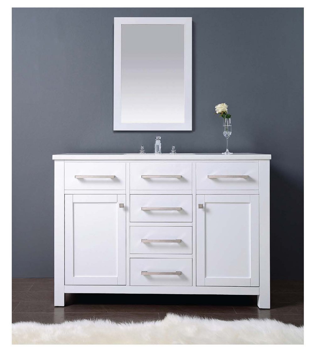 Dawn AAMS-4801 Modern Vanity Set with Counter Top, Storage Cabinet & Mirror - Perfect for Bathroom, Bedroom & Dressing Room Organization