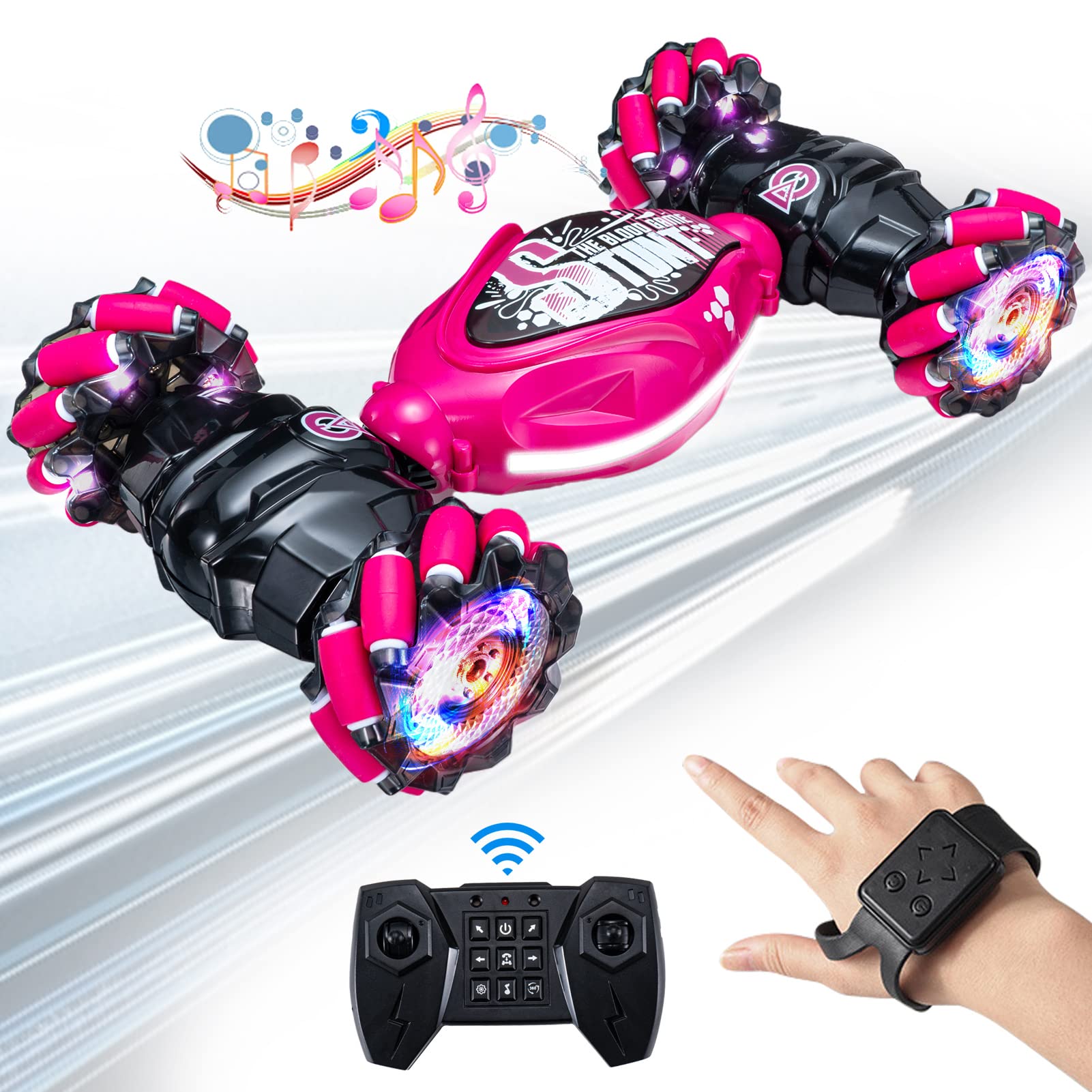 1:14 Scale Gesture Sensing RC Car - Remote Control Stunt Car for Boys & Adults, All-Terrain Monster Truck with 360° Flips, LED Lights & Music - Perfect for Indoor/Outdoor Play, Birthday Gifts & Backyard Racing