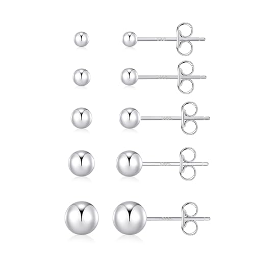 5 PAIR,SILVER,BALL