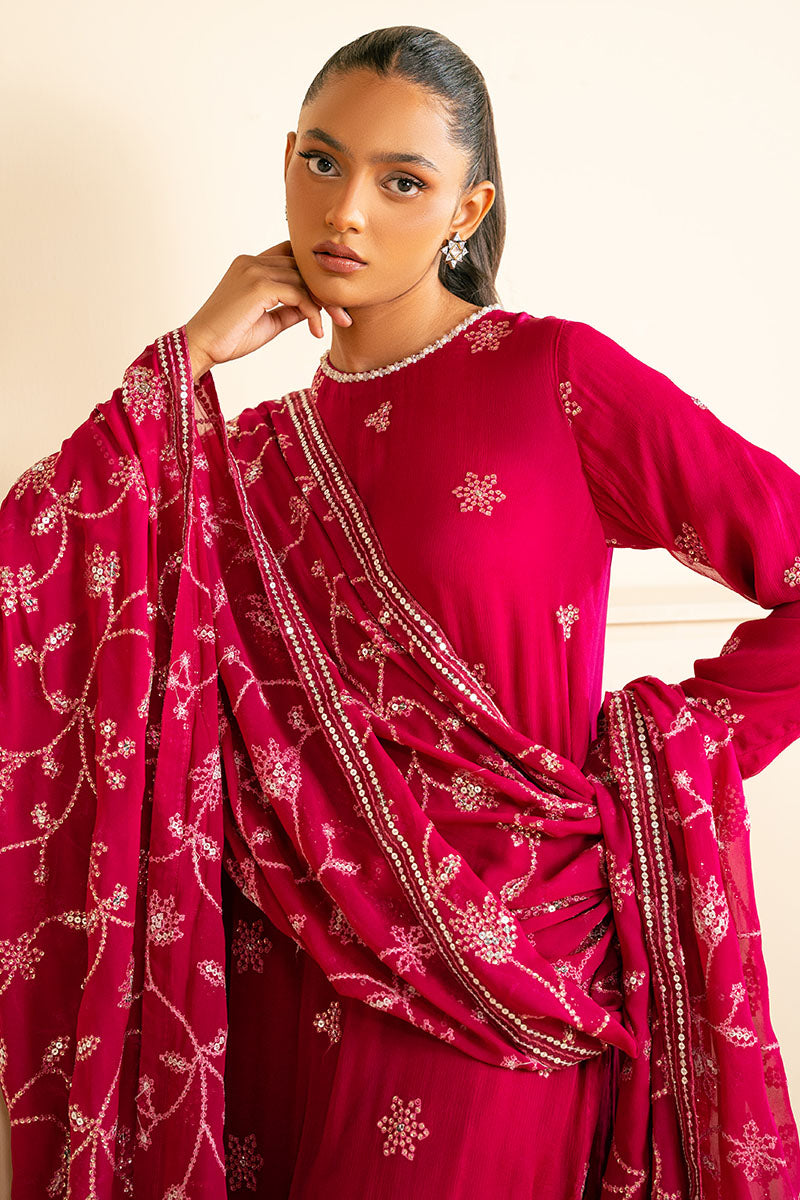 MAGENTA BLOOM 3-Piece Women's Ethnic Outfit Set (Shirt, Pants & Dupatta) - Traditional Indian Kurti Pajama Suit for Festivals, Weddings & Special Occasions