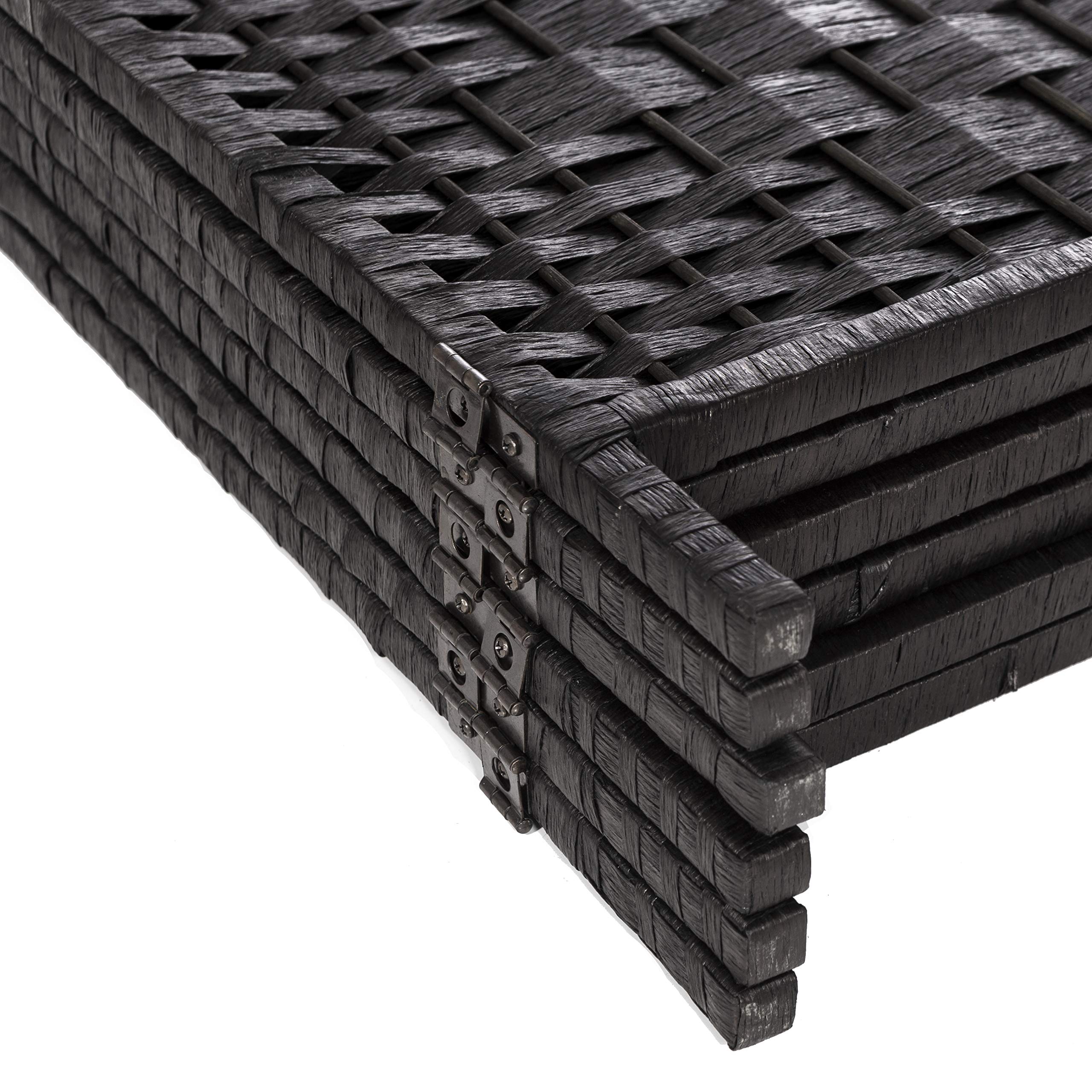 Legacy Decor 5-Panel Weaved Bamboo Fiber Room Divider Privacy Screen - 5.9 ft Height x 7.3 ft Width - Black - Perfect for Home, Office, and Outdoor Space Partition