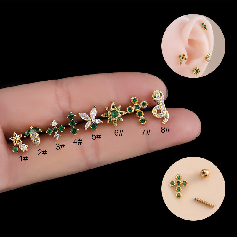 16G Surgical Steel Cartilage Earrings - Snake & Butterfly Studs for Women | Hypoallergenic Body Jewelry | Perfect for Daily Wear, Parties & Gifts (HSPJ881)