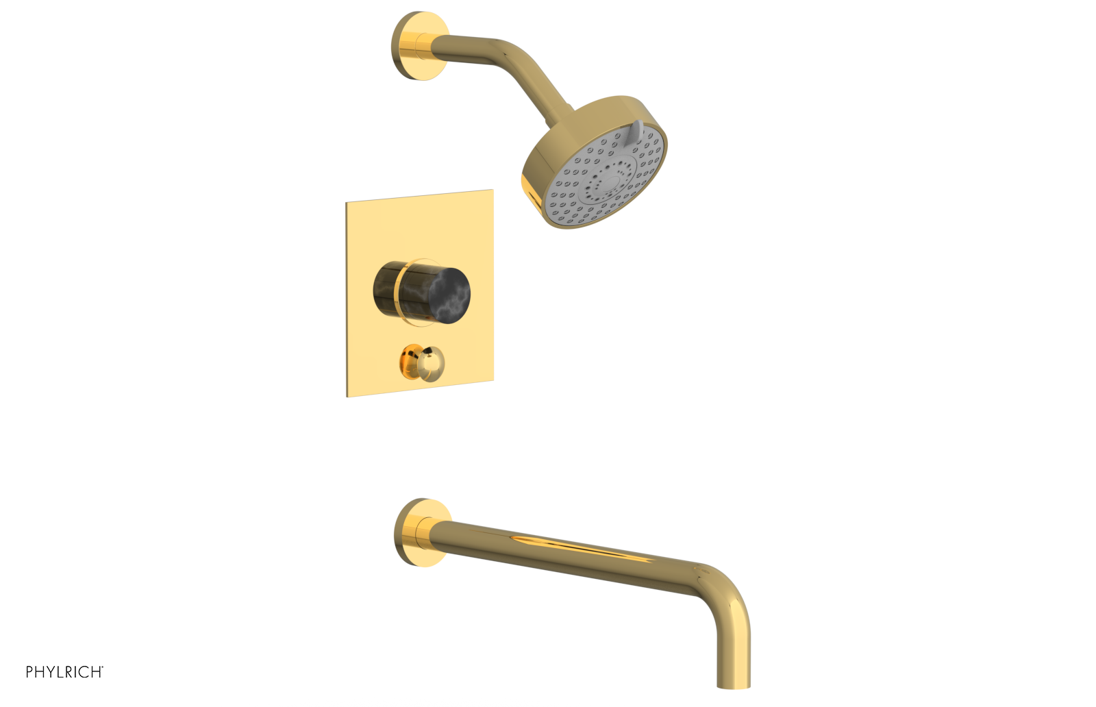 BASIC II 14 Pressure Balance Tub and Shower Set in Black Marble - 230S 28 14 Model | Perfect for Modern Bathroom Renovations & Spa-Like Shower Experiences
